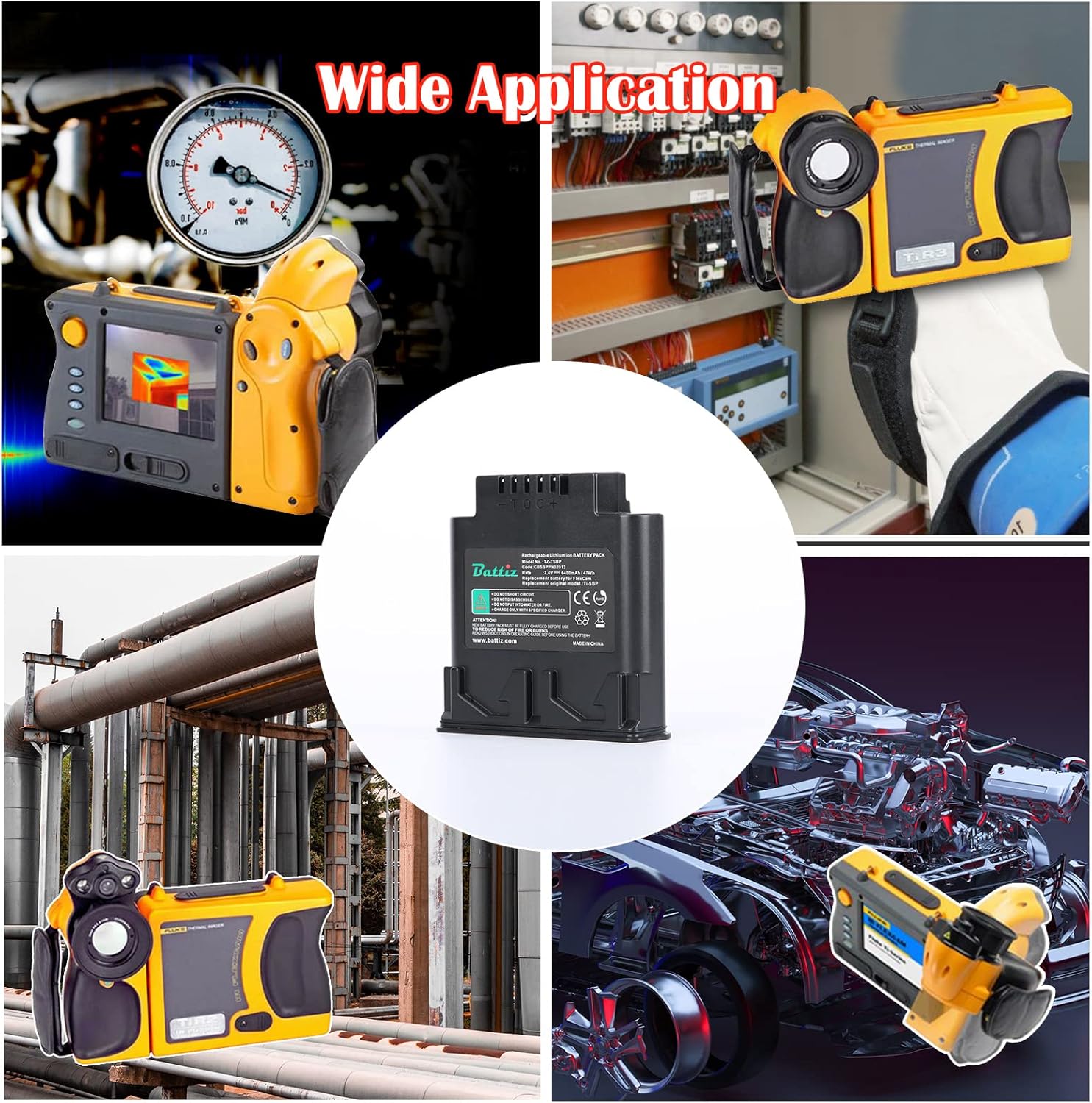 Replacement Rechargeable Lithium-Ion Battery Compatible with FLUKE TIR2/TIR3/TIR4/TI40/TI45/TI50/TI55 Series IR FlexCam Thermal Imagers, Replace the Original Model TI-SBP TI SBP