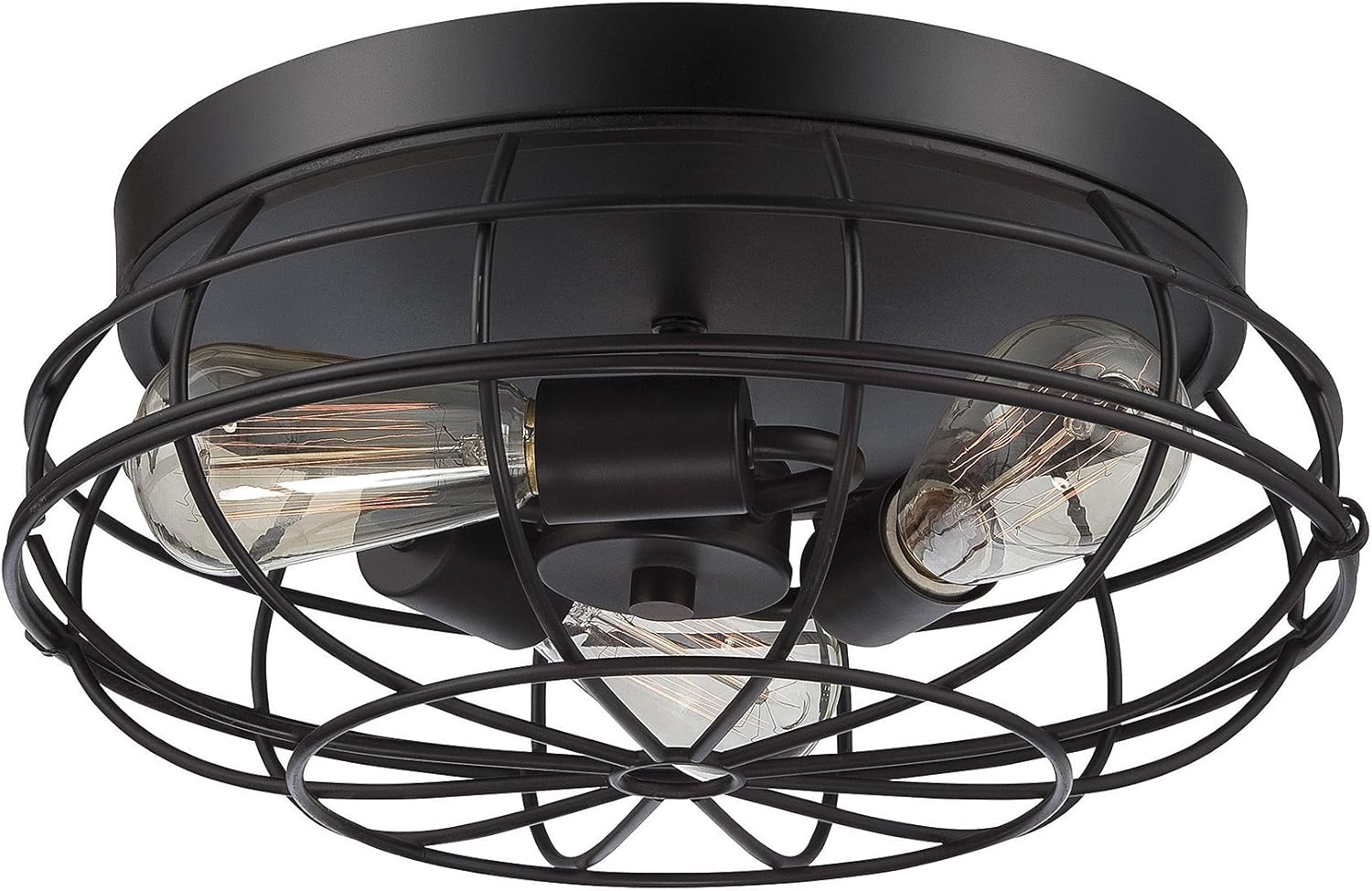 Savoy House 6-8074-15-13 Scout Industrial Rustic Farmhouse Flush Mount, 3-Light 180 Total Watts, 7" H x 15" W, English Bronze