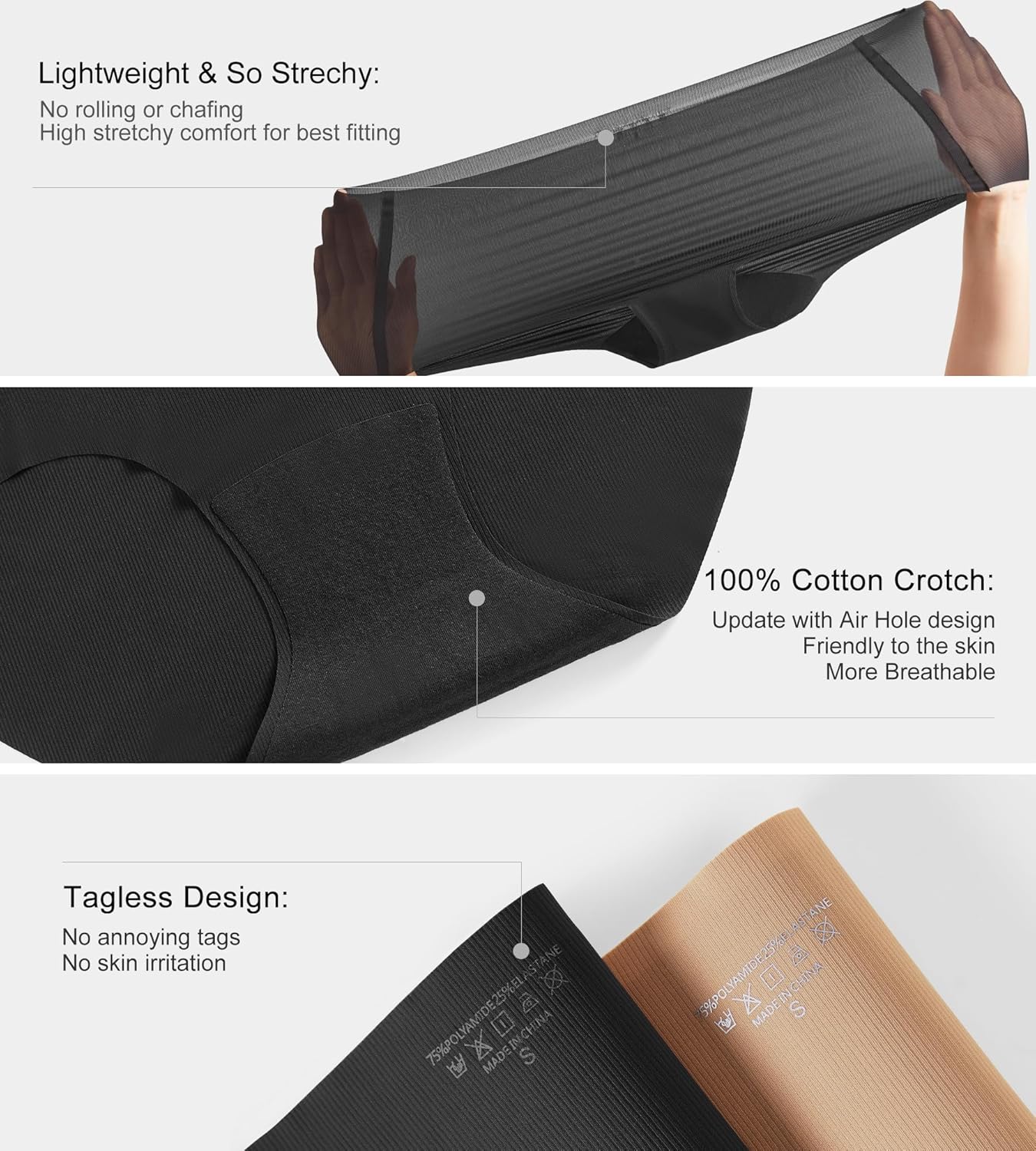 SHARICCA Seamless High Waisted Underwear for Women No Show Full Coverage Panties Nuage Microfiber Briefs Pack - Image 7