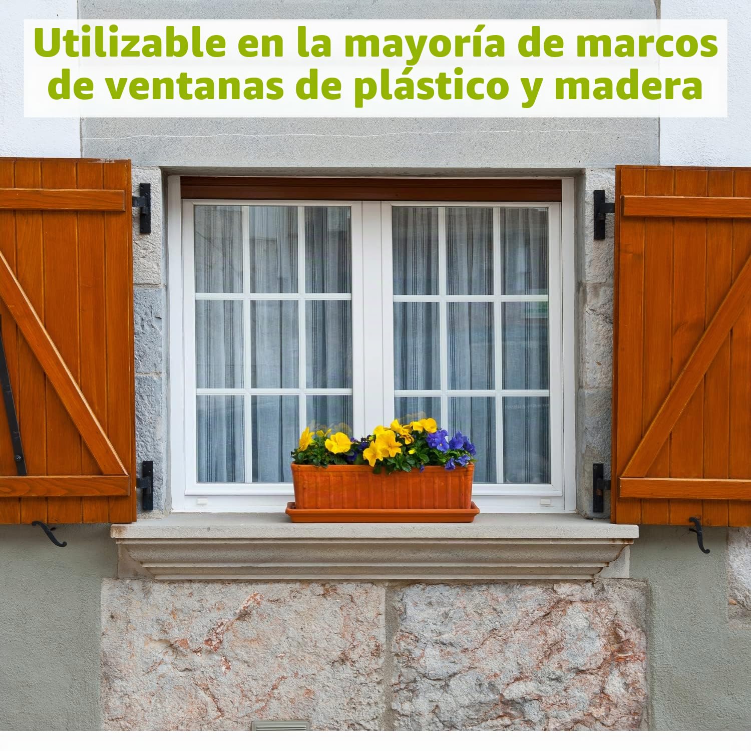 Plastia FixPot - Soporte invisible para jardineras para cualquier ventana con alféizar de ventana, juego de 4 unidades con adaptador antracita, fijación sin taladrar