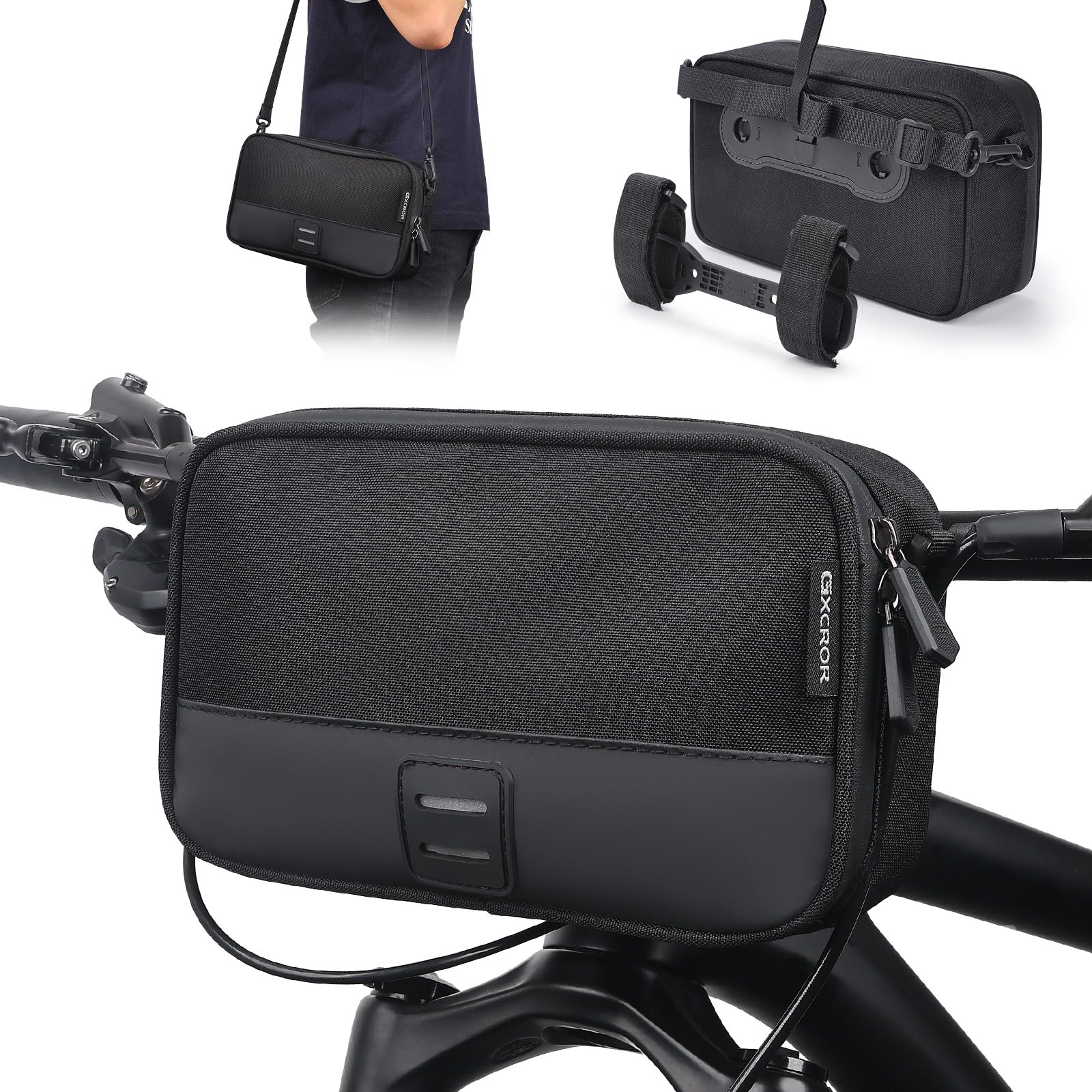 GXCROR Lenkertasche Fahrrad, 2.4L Fahrradtasche Lenker für Rennrad Mountainbike E-Bike Radfahren Reisen Sport & Freizeit