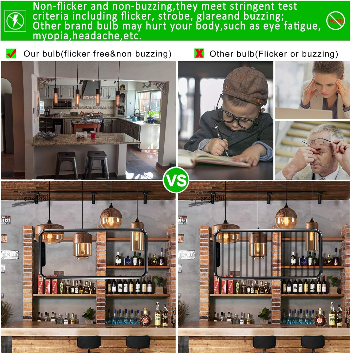 LiteHistory Dimmable E26 LED Bulb 4W Equal Edison Bulb 40 Watt AC120V Tubular Light Bulb Warm White 2200K Amber 250lm T10 LED Bulb for Rustic Pendant,Chandeliers,Wall sconces E26 Light Bulbs 6Pack
