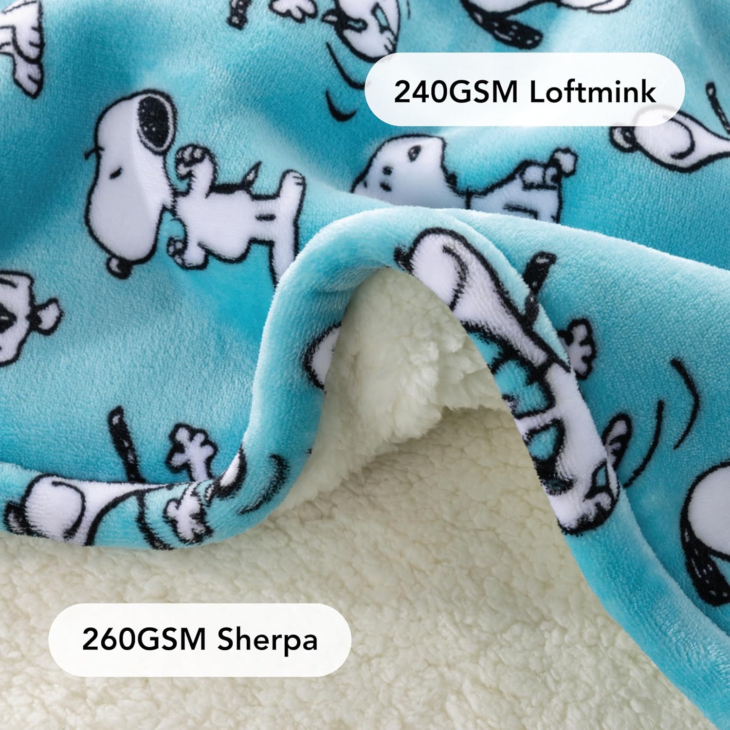 Berkshire Blanket Peanuts® Sherpa Wearable Blanket Hoodie, Cute Character Snoopy Plush Hooded Shawl Blanket - Image 5