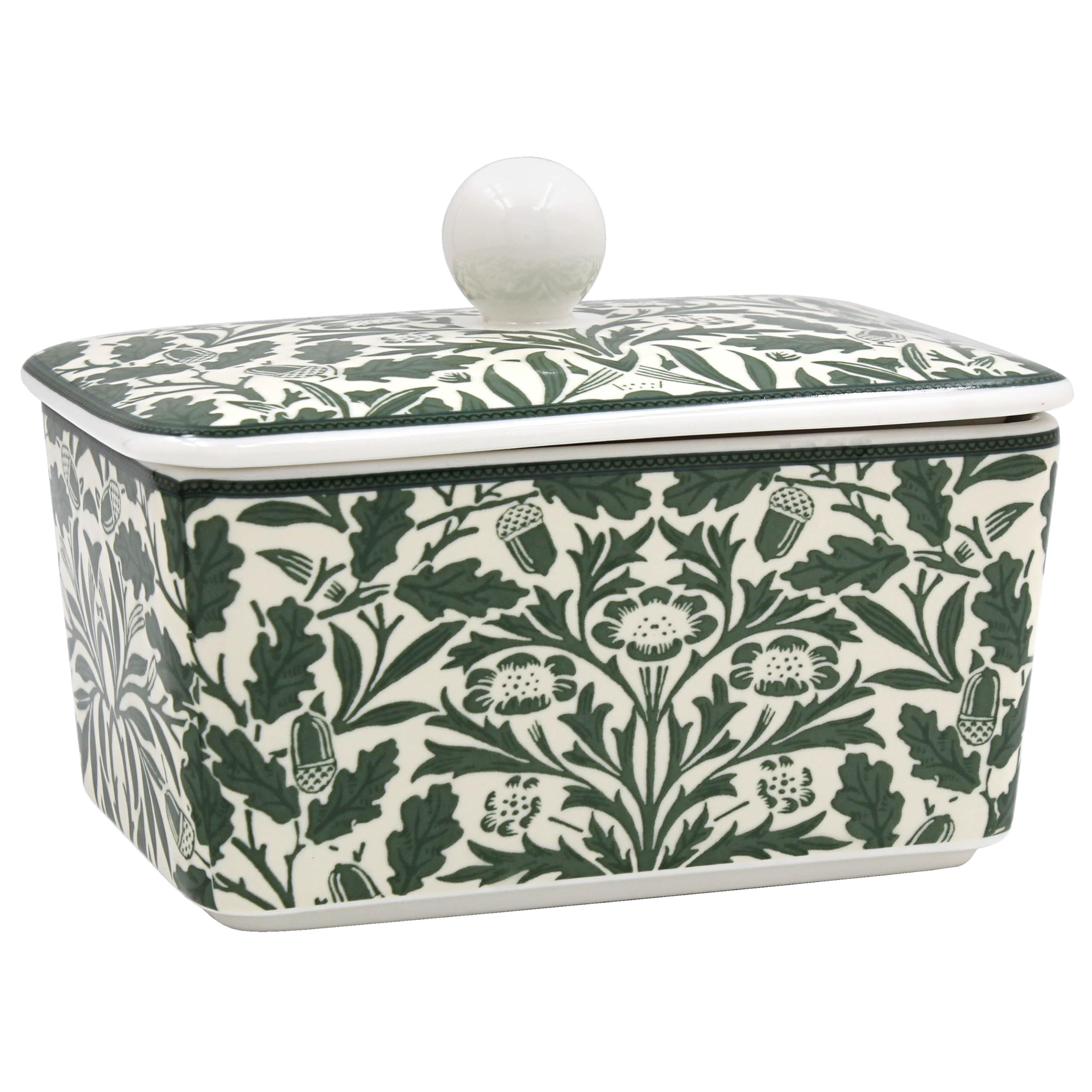 The Leonardo Collection Wm. Morris Acorn Fine China Butter Dish