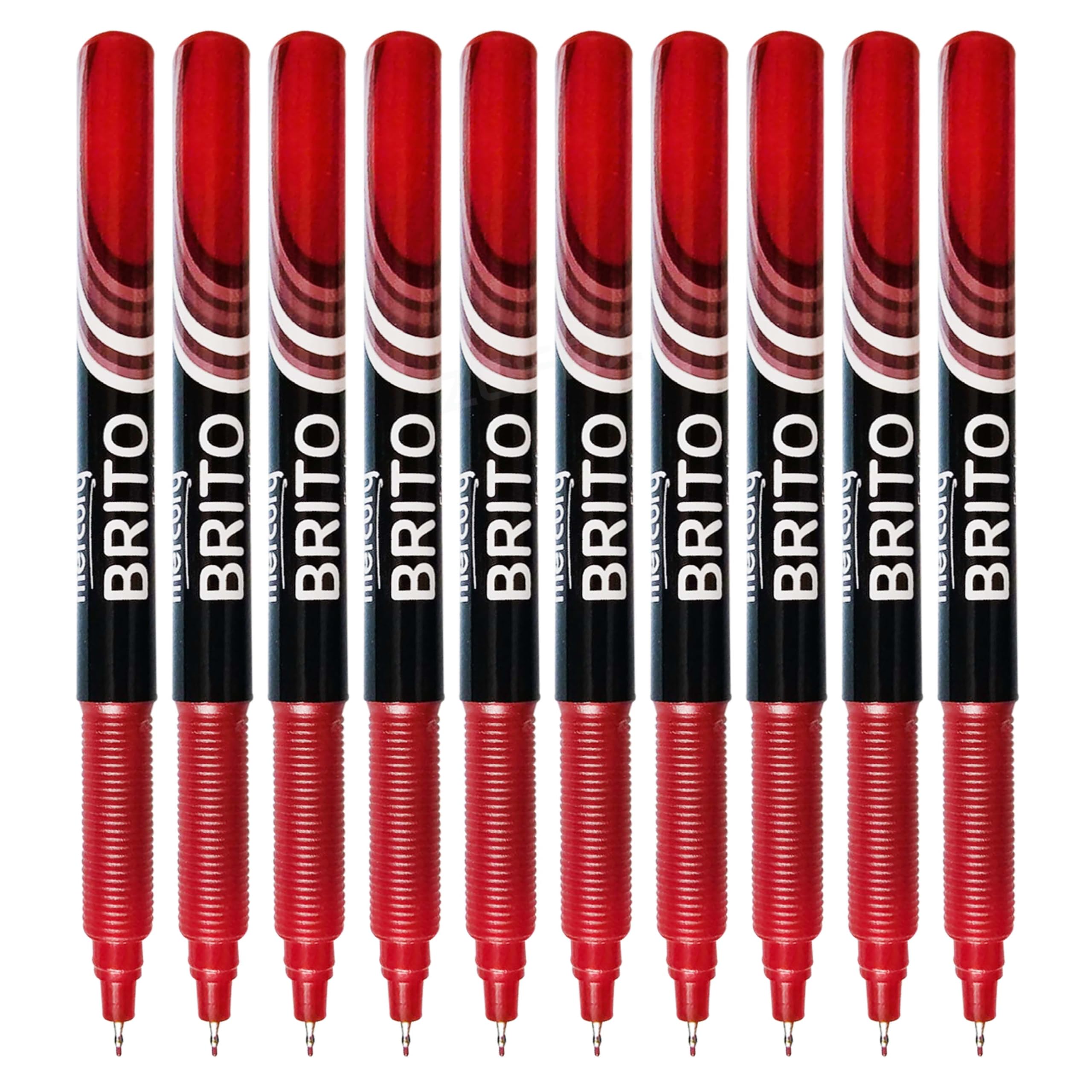 MERCURY Brito Fineliner Pens, RED, Ultra Fine Point (0.3mm), Pack of 10, Precision Lines, Ideal for Write Draw Sketch Colour Draft Mark - Image 4