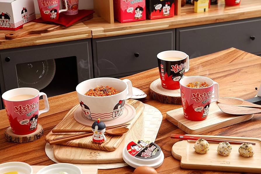 ZEN Buldak Hot Chicken Flavor(Samyang) Noodle Bowls Set w/cover