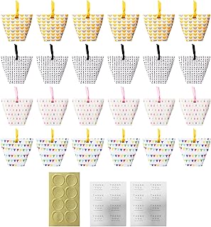 Felimoa ラッピングバッグ 包装箱 立体 マチ シール2種付属 4種各6点計24点セット