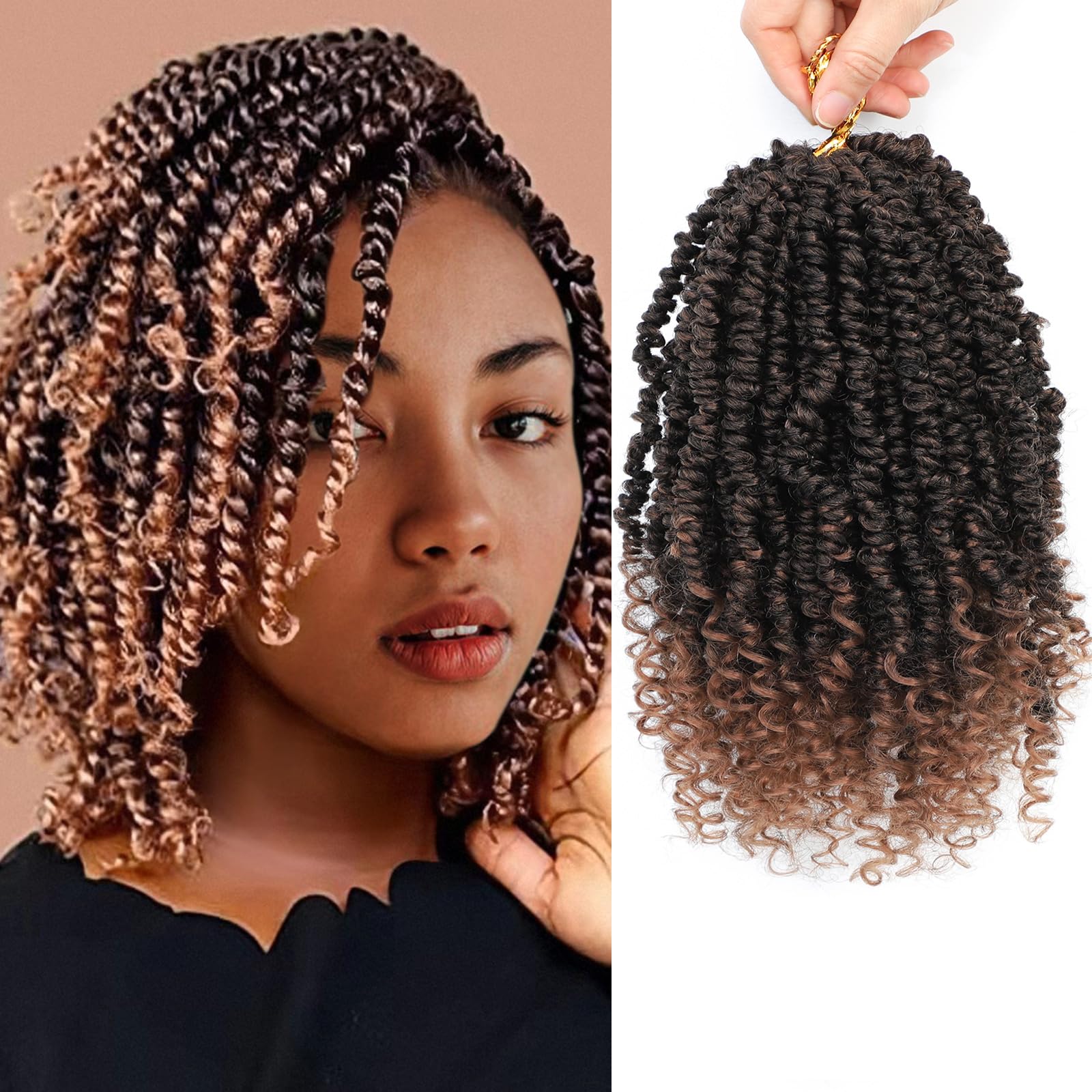 Passion Twist Crochet Hair,Passion Twist Hair 8 Inch,8 Packs Pre-twisted Passion Twist Hair,Short Passion Twist Crochet Braids,Pre Looped Crochet Hair