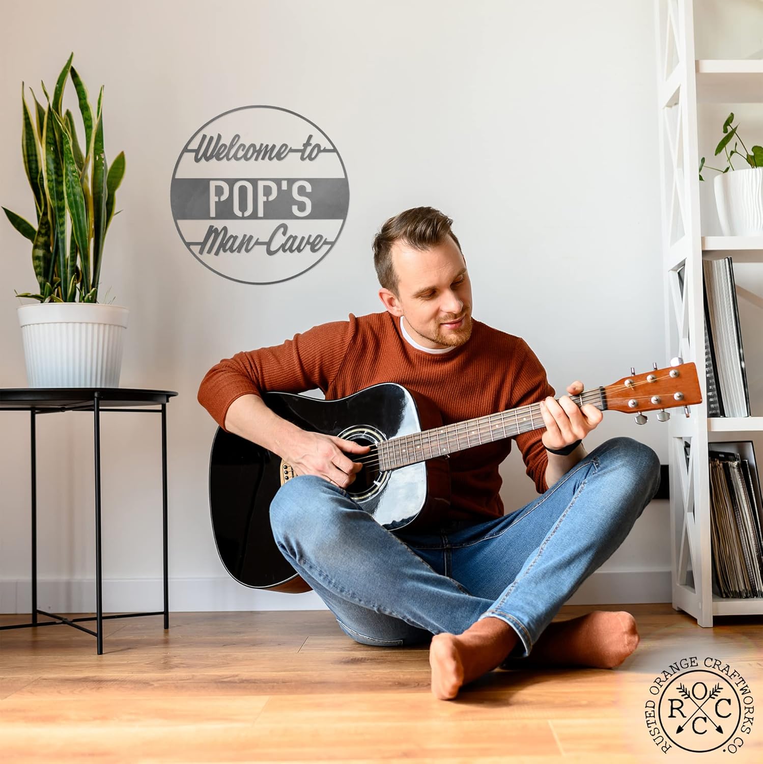 ROCC RUSTED ORANGE CRAFTWORKS CO. Vintage Circle Signs - Man Cave Pops Sign for men-Personalized Man Cave -Mancave Wall Decor-Custom garage signs for men vintage-Garage decor-Metal garage signs