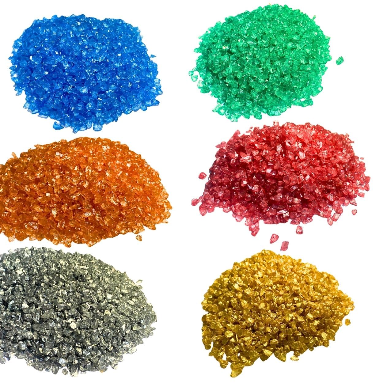 SNOOGG Crushed fire Glass 2-5 MMHigh Luster Metalic 6 Colour - 40 Grame Each.Gold Silver Dark Green Ocean Blue Coral Orange for Resin Art, DIY Crafts, Aquarium, and Home Décor-image-30
