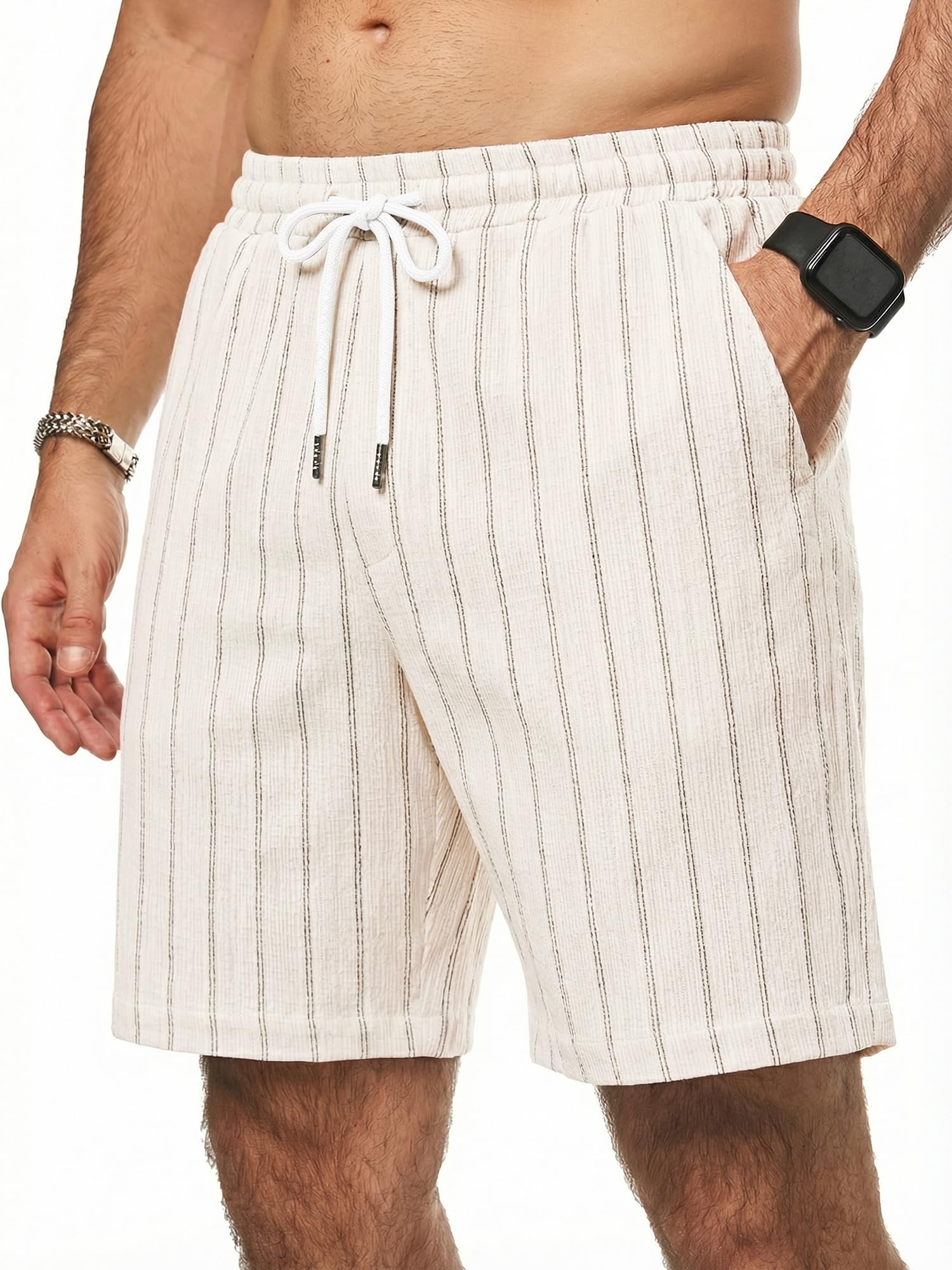 JMIERR Kurze Hosen Herren Sommer Stretch Bermuda Shorts Elastische Taille Shorts Herren Mit Taschen S-3XL