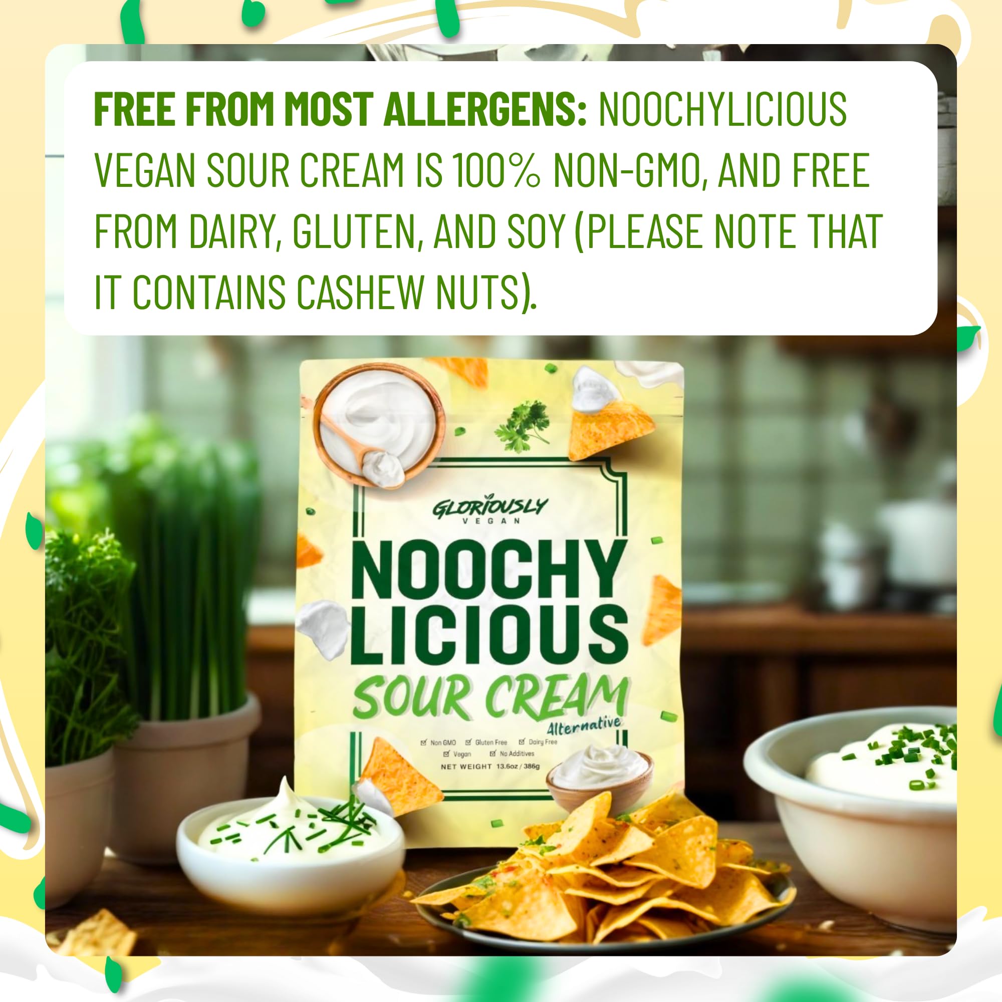 Gloriously Vegan NoochyLicious Sour Cream Powder Smooth Tangy Dairy-Free Plant-Based Seasoning Lactose-Free Gluten-Free Non-GMO Sour Cream Alternative for — view 5