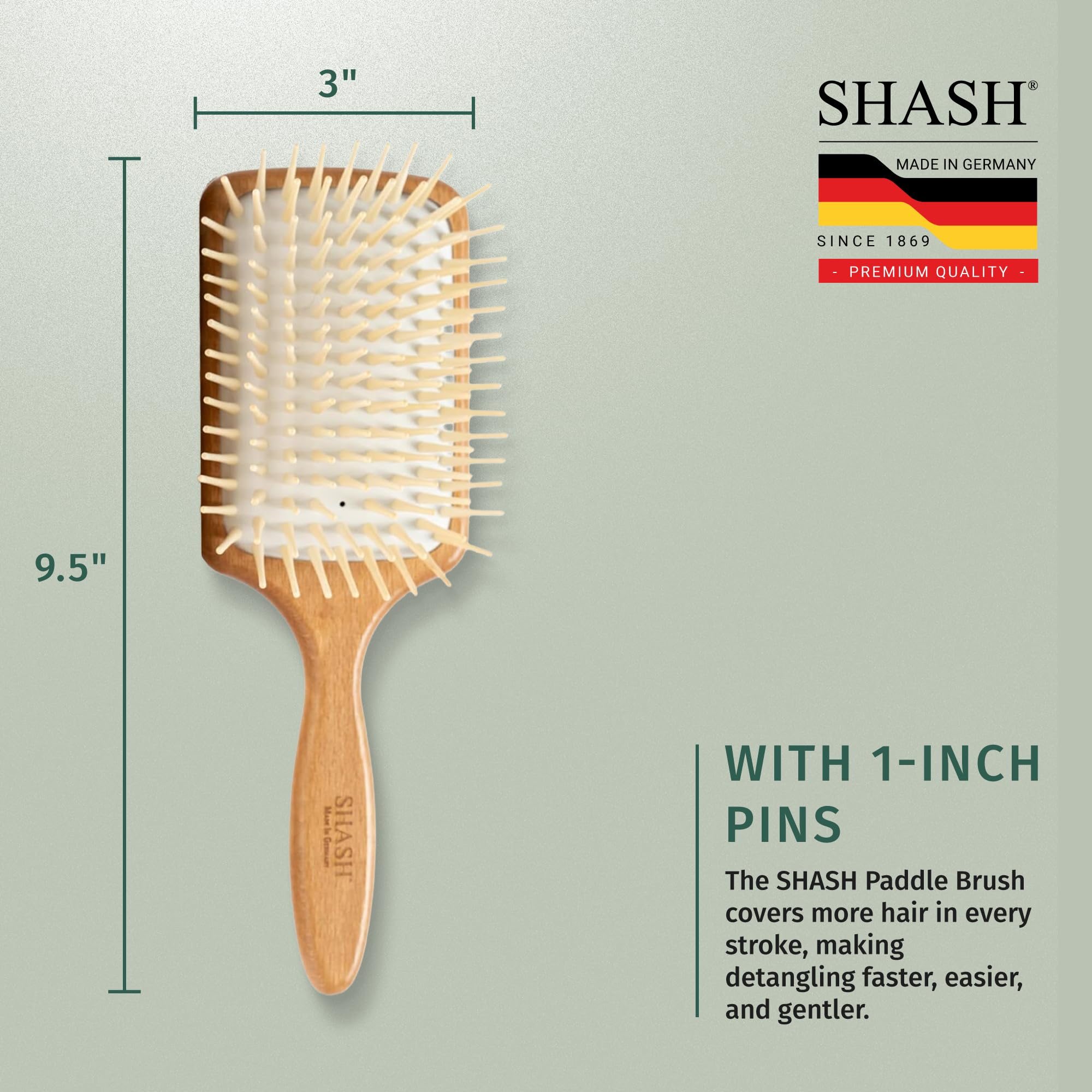 SHASH - Cepillo de pelo para extensiones de cabello, cabello grueso y rizado, desenredante con pasadores largos y cojín de goma, ayuda a desenredar nudos, eliminar el encrespamiento, reducir los