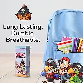 BioSwiss Bandages, Pirate Shaped Self Adhesive Bandage Set, Latex Free, Sterile Wound Care, 50 Count