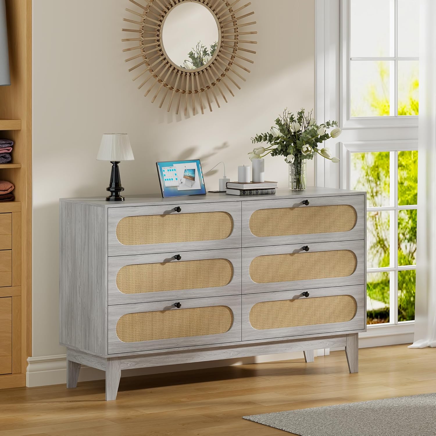 Amazon.com: LegacyAmerhome Rattan 6 Drawer Dresser for Bedroom,Modern ...