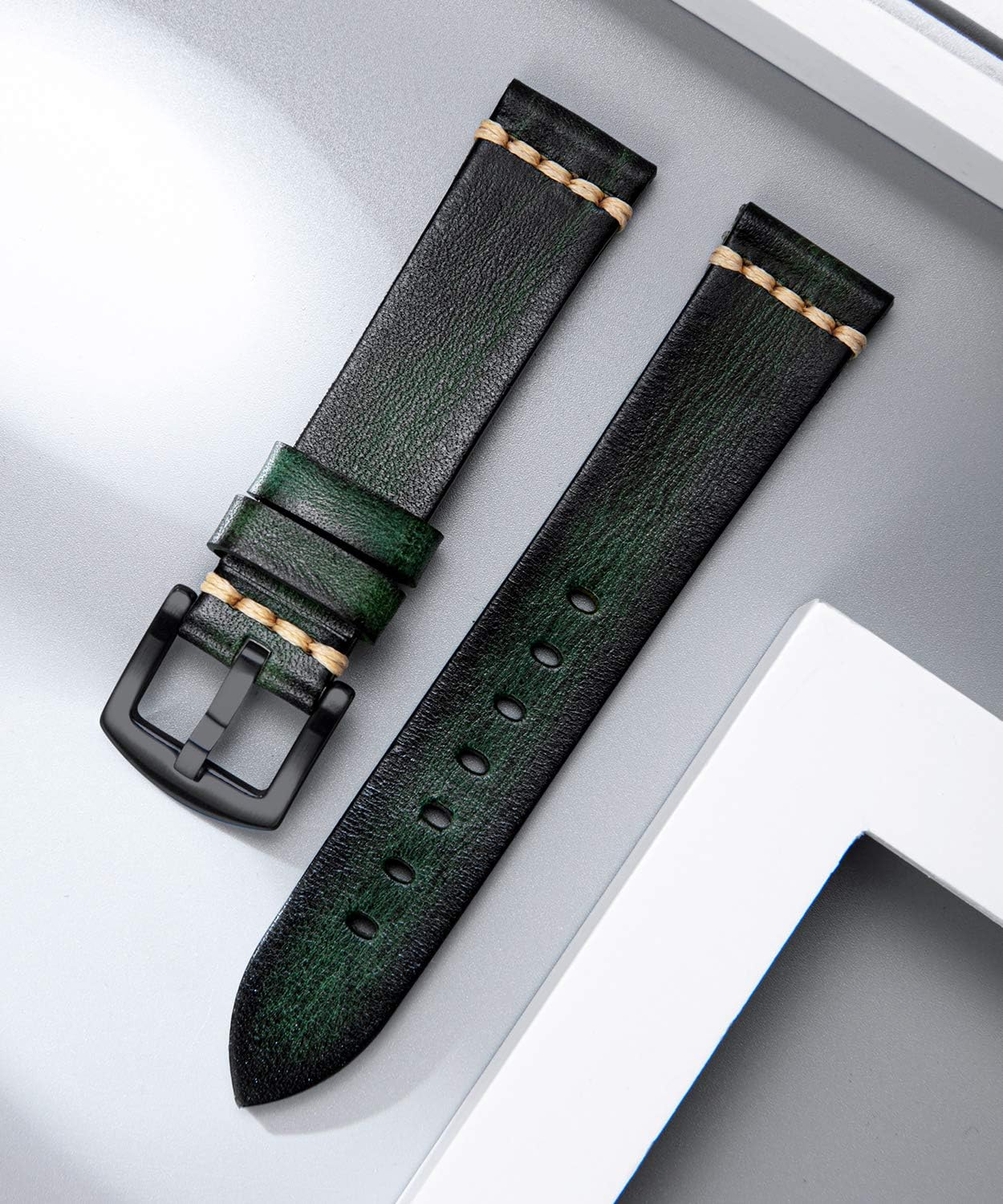 watch band compatible with compatible with samsung watch, compatible with huawei watch, compatible with garmin smartwatch rubbing tanned leather watch straps 18/20/22/24mm