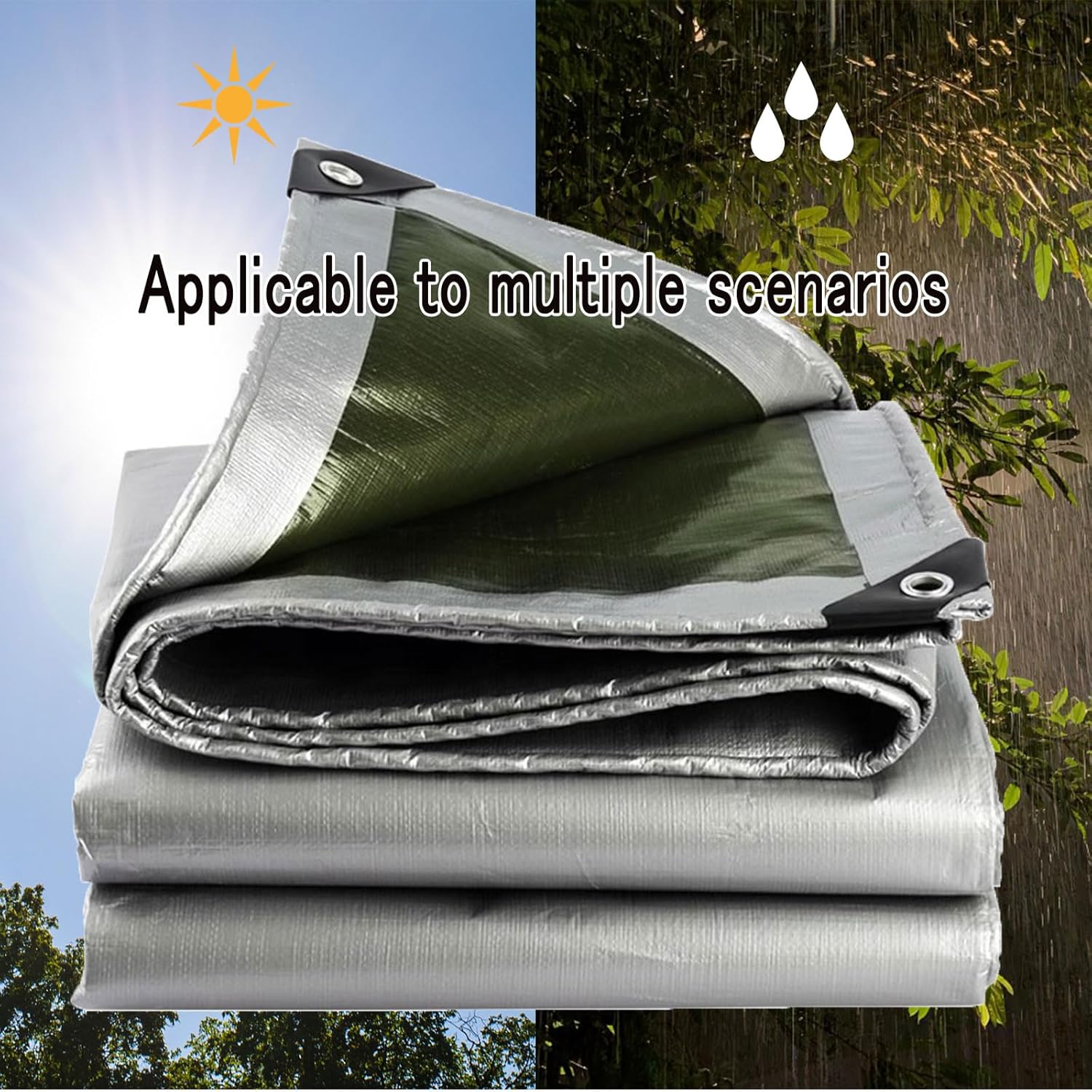 Camping Tarp Insulated Tarp Heavy Duty Tarp Waterproof Tarp Small Tarp Tarps Heavy Duty Waterproof Tarps Heavy Duty Waterproof Silver 8 * 15M/26.24 * 49.21FT