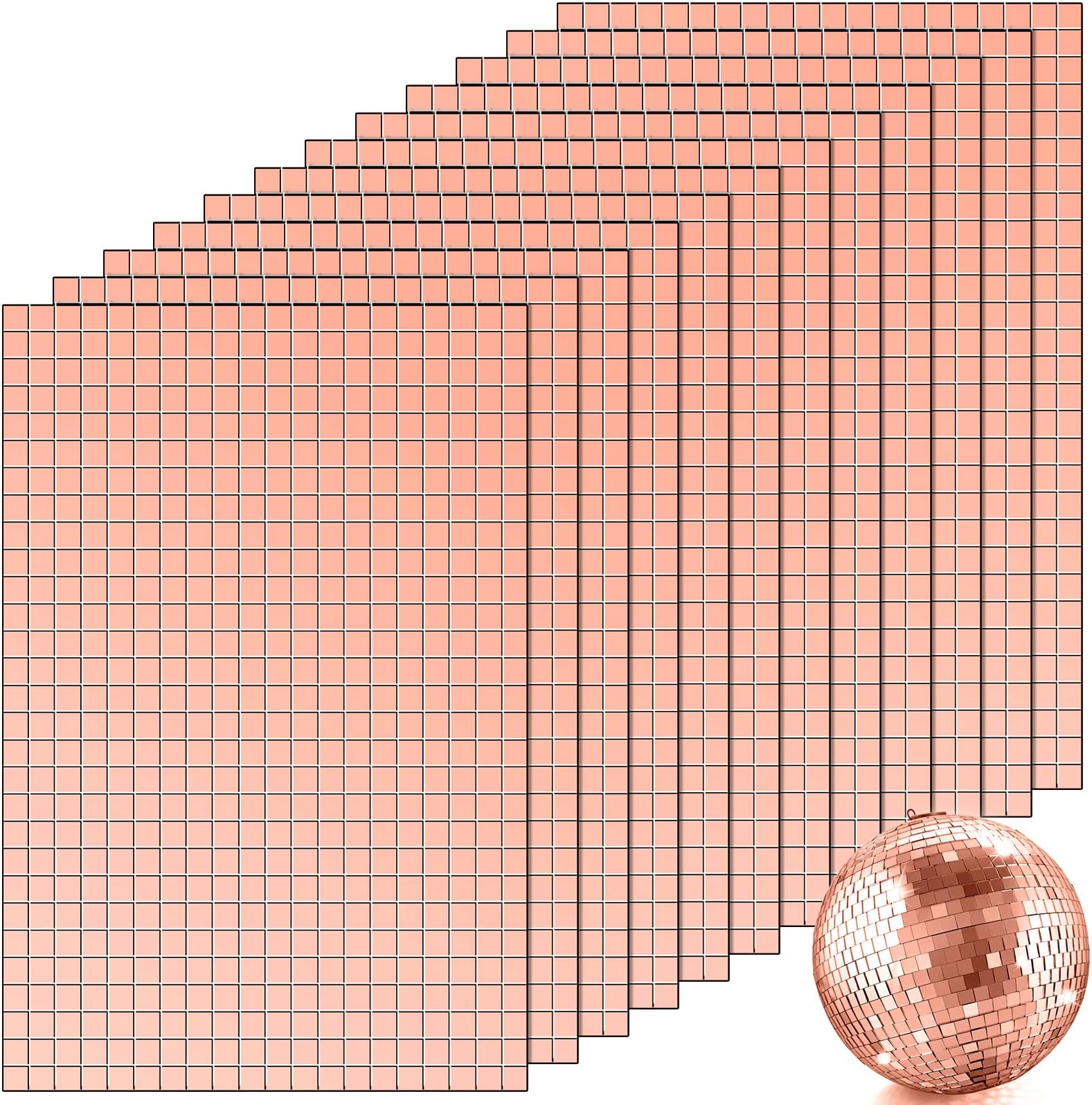 Self-Adhesive Disco Mirror Tiles Mosaic Tiles for DIY Craft Projects, 5 x 5 mm(Rose Gold,7200 Pieces)