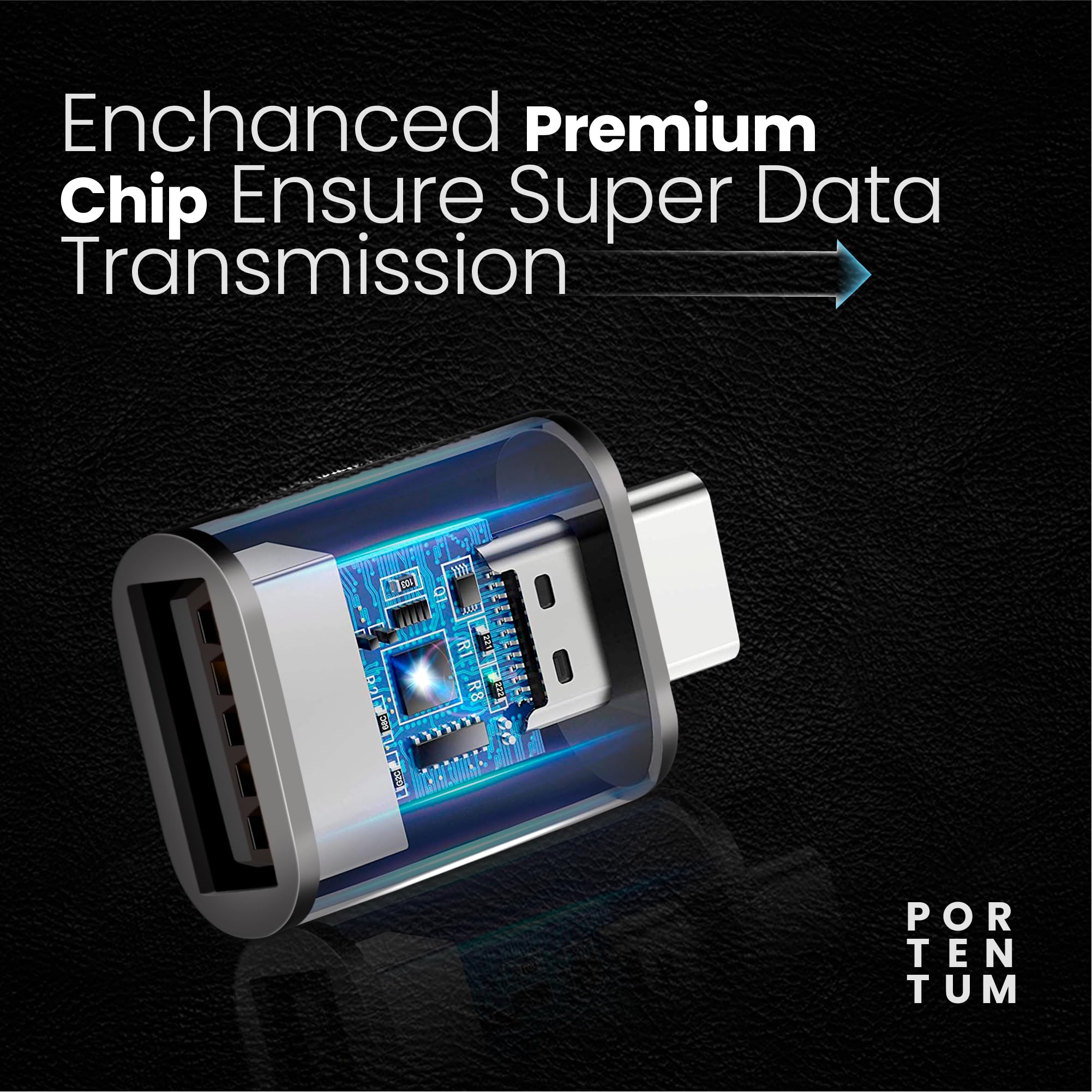 PORTENTUM Adapter USB c na USB 3.0 (3.1) z prędkością 10 GB, korpus cynkowy premium o wysokiej odporności na ciepło - adapter USB na typ C, waży tylko 5 gramów