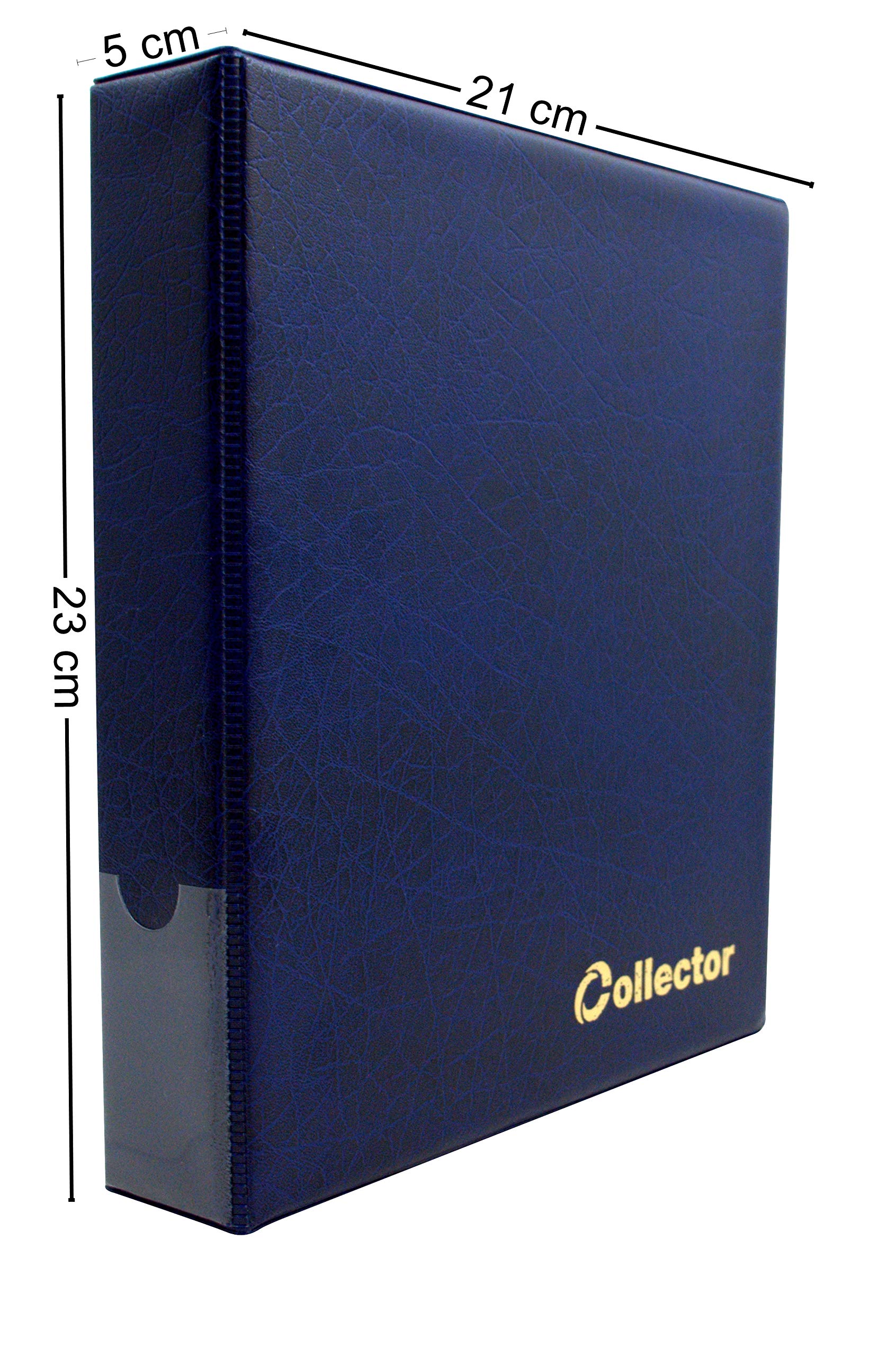 Collector Álbum de coleccionista para 221 monedas de diferentes tamaños, desde pequeñas hasta grandes, universales – en estuche, con páginas, separadores rojos e índice – Azul