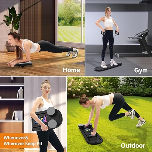 Miniatura 8 de Tabla de pilates, juego de reformador de pilates, tablas de pilates 12 en 1 para entrenamiento en casa, portátil, plegable, máquina de ejercicios de