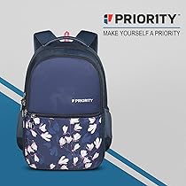 Priority Achiever 003 35 Liters Navy Blue Polyester Stylish College Bag | Printed Backpack Unisex Bag for College Office Suitable