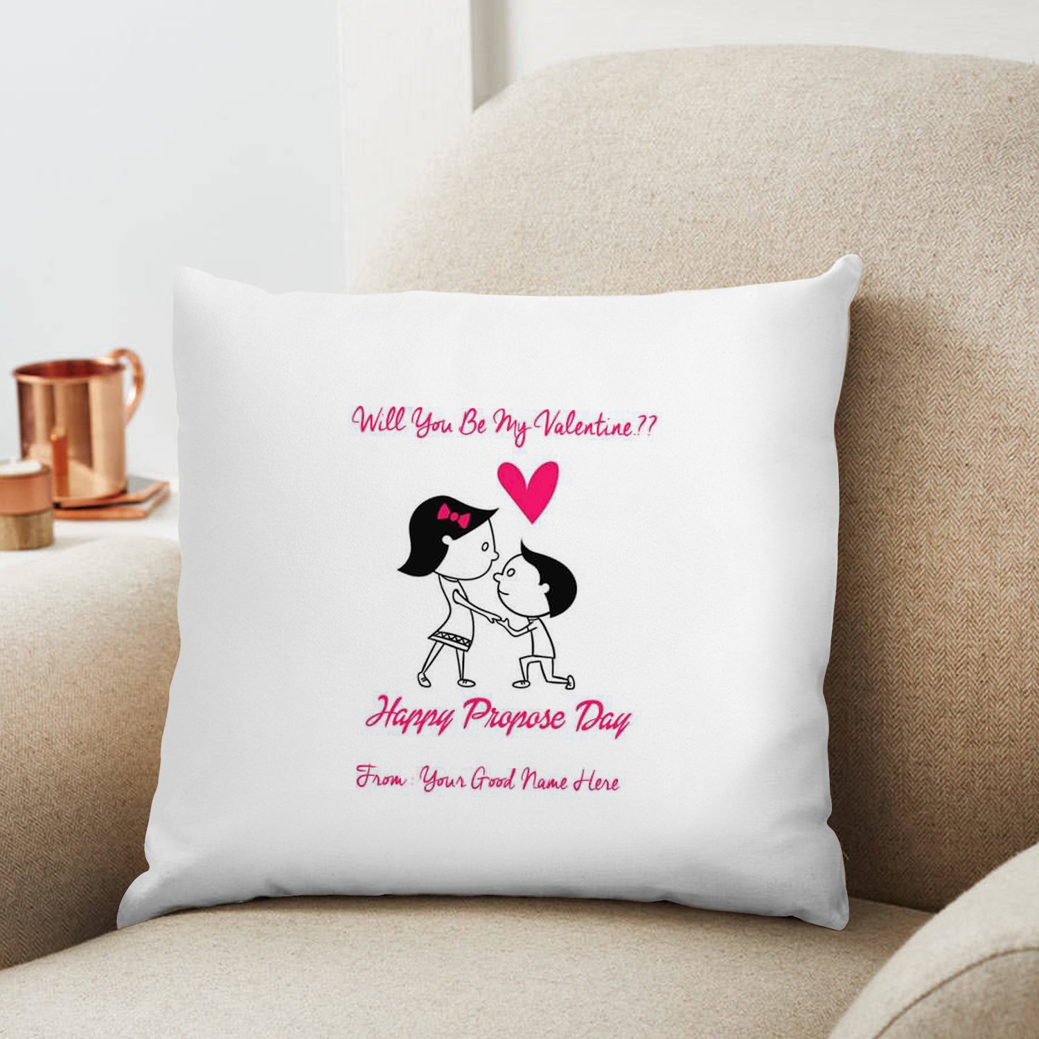 Will You be My Valentine Printed Cushion 12X12 Pillow Cover with Filler- Best Love Gift Idea-image-24