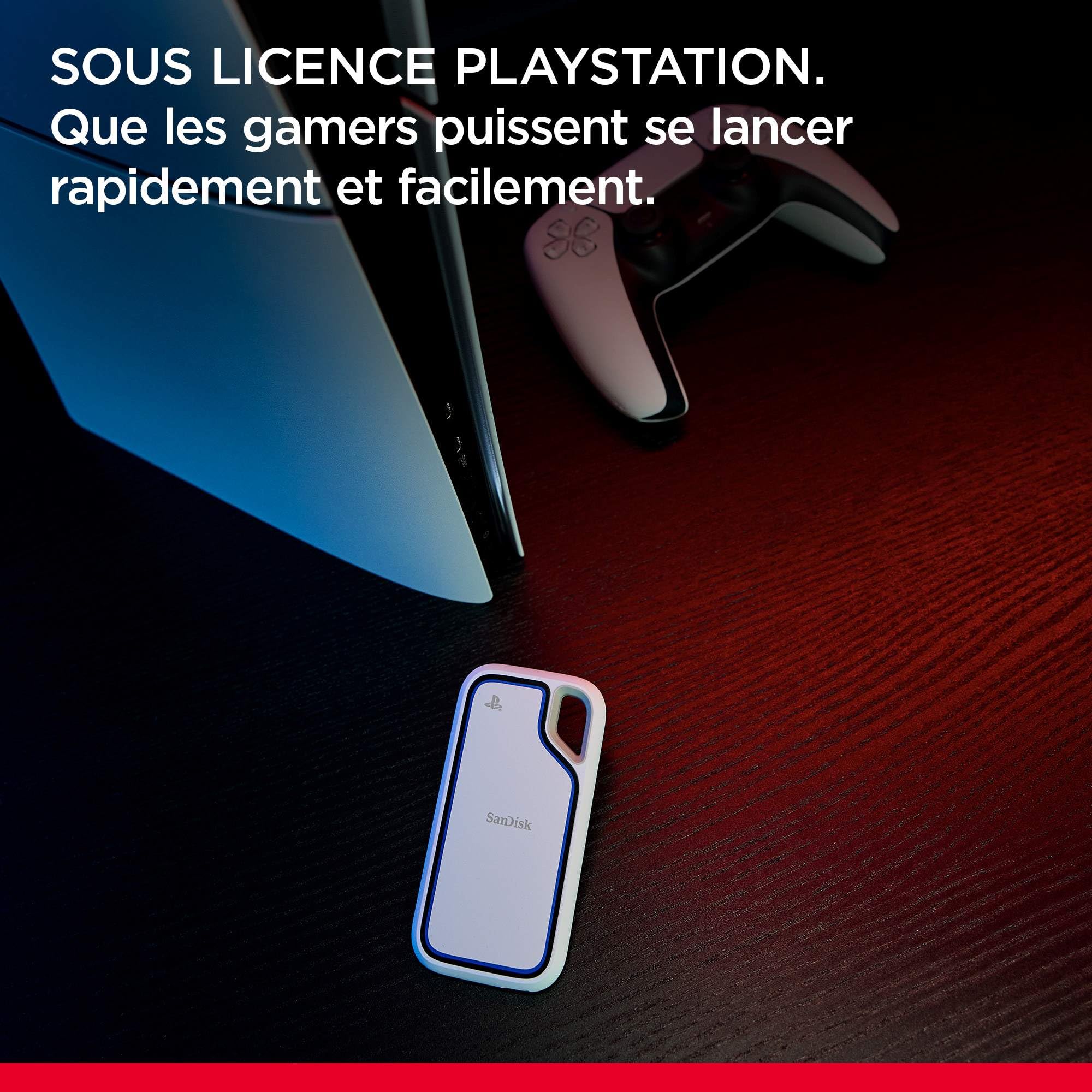 SanDisk Extreme Portable Disque SSD pour Console PlayStation 5 et PC 2 to, Vitesse de Lecture jusqu'à 1000 Mo/s, IP65 résistance, Protection Contre Les Chutes, Un essai d’Un Mois pour Discord Nitro