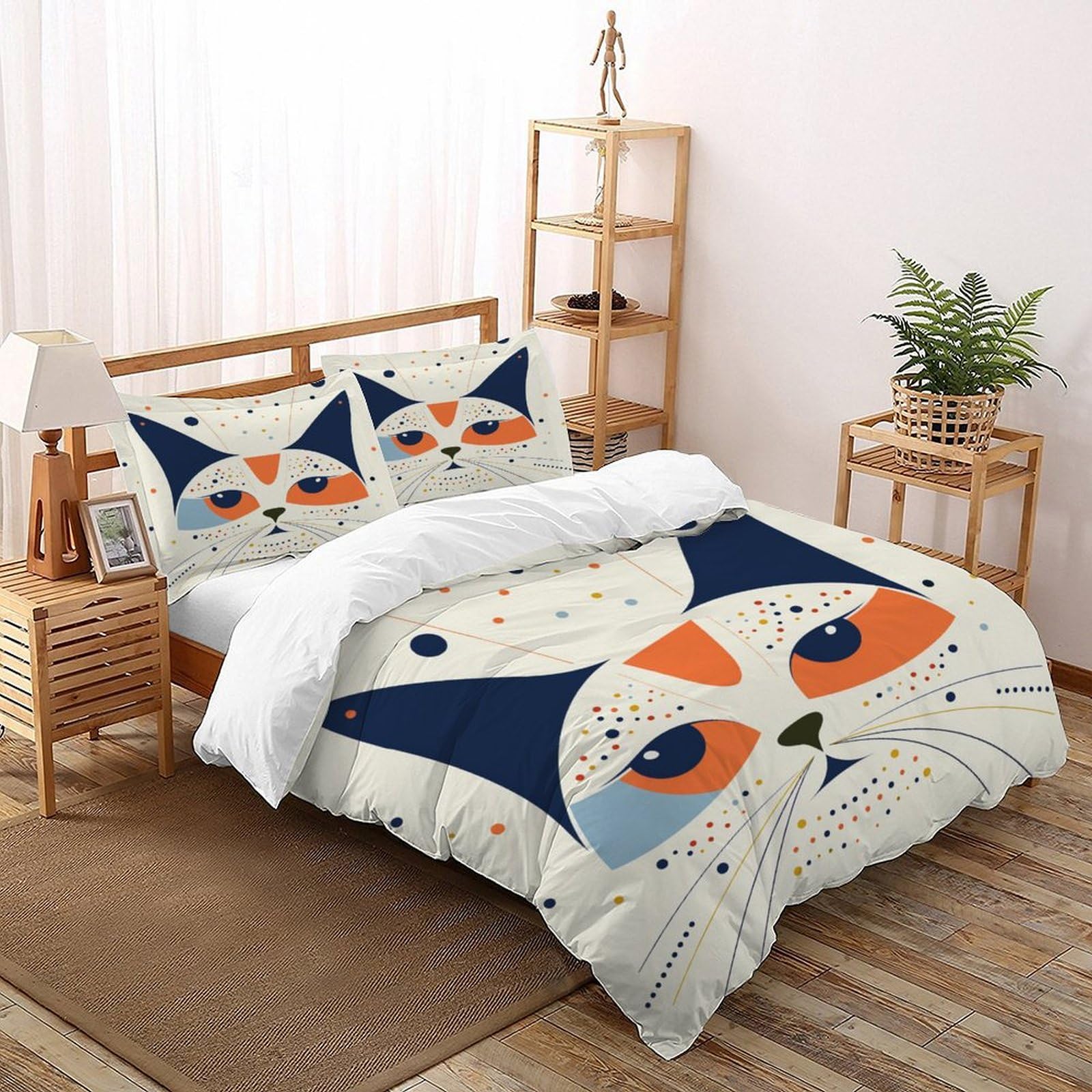 Linge de lit microfibre motif chats impression 3D haute définition