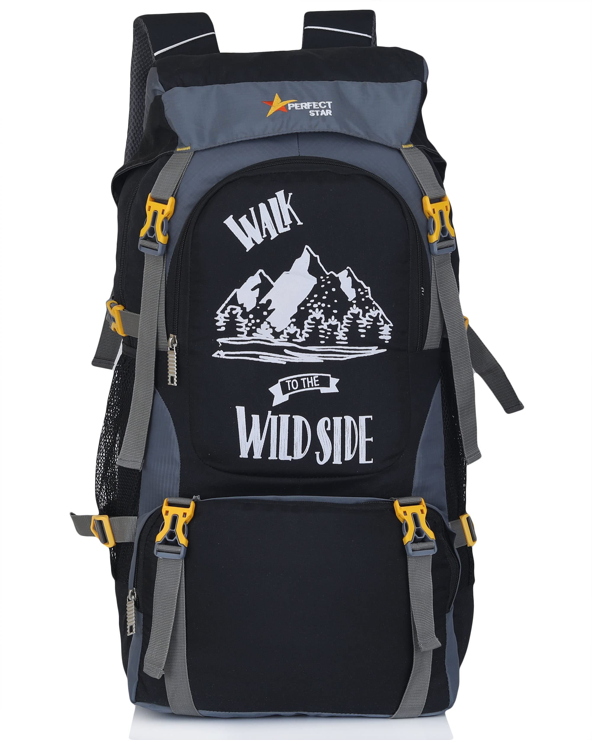 perfect star 75 Litres Rucksack Hiking Trekking Travel Backpack For Shoe Compartment, Spacious Outdoor Sport Camping Bag - Grey