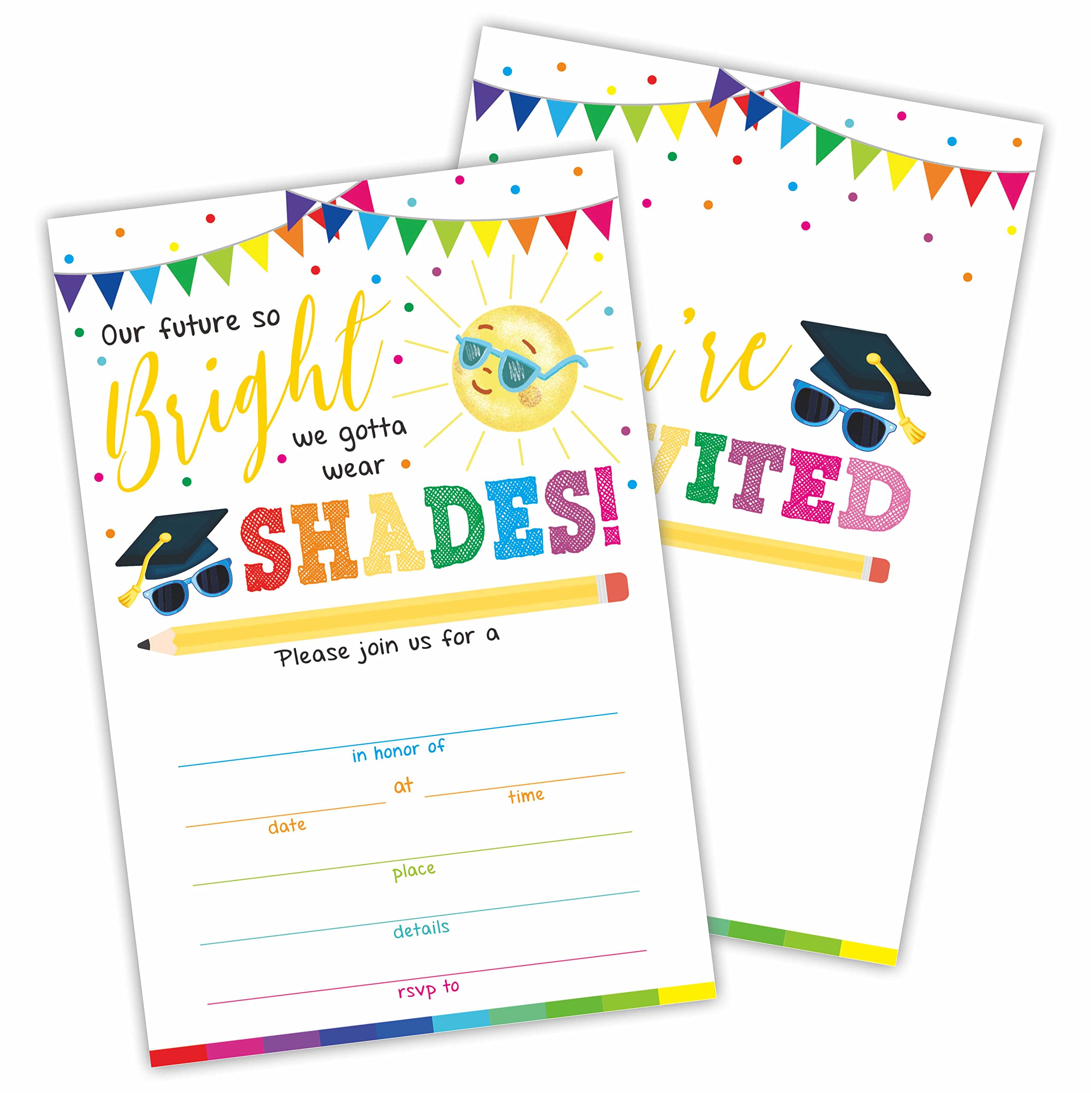 NYCTUG 2025 Graduation Ceremony Invitations With Envelopes(20 Pack), Kid's Graduation Party Invite Cards For Kindergarten, Elementary School Celebration, Party Favors & Supplies-BYYQK-A05