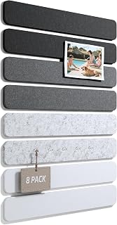 FLUXYNARA Felt Strip Board 8-Pack 13x2" Cork Board Alternative with 50 Push Pins, Peel & Stick for Bedroom Door Office (Concrete Echo)