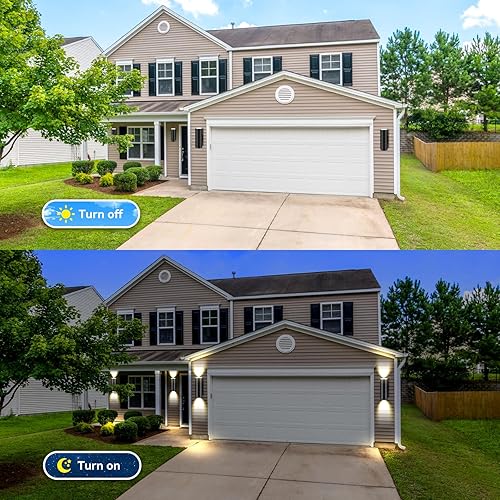 Miniatura 3 de Tesjaso Luces de pared para exteriores, lámpara exterior de montaje en pared de aluminio moderna, luz de porche para patio en 2 luces con sensor de