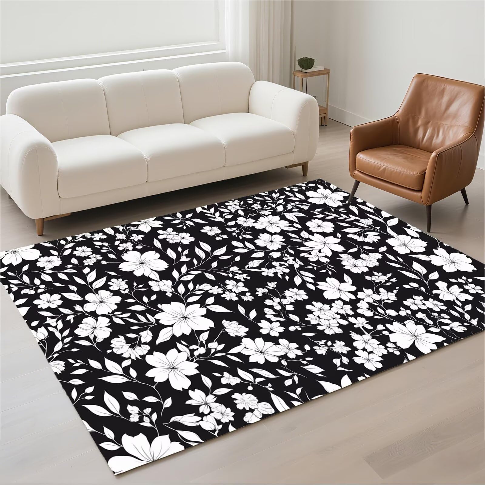 Tapis de couloir lavable et antidérapant à pile bouclée douce pour salon