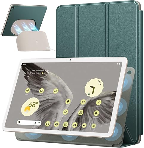 MoKo Funda para tableta Google Pixel 2023, diseño plegable + funda de cuero ultra fina y delgada con soporte para lápices, funda para tableta Pixel