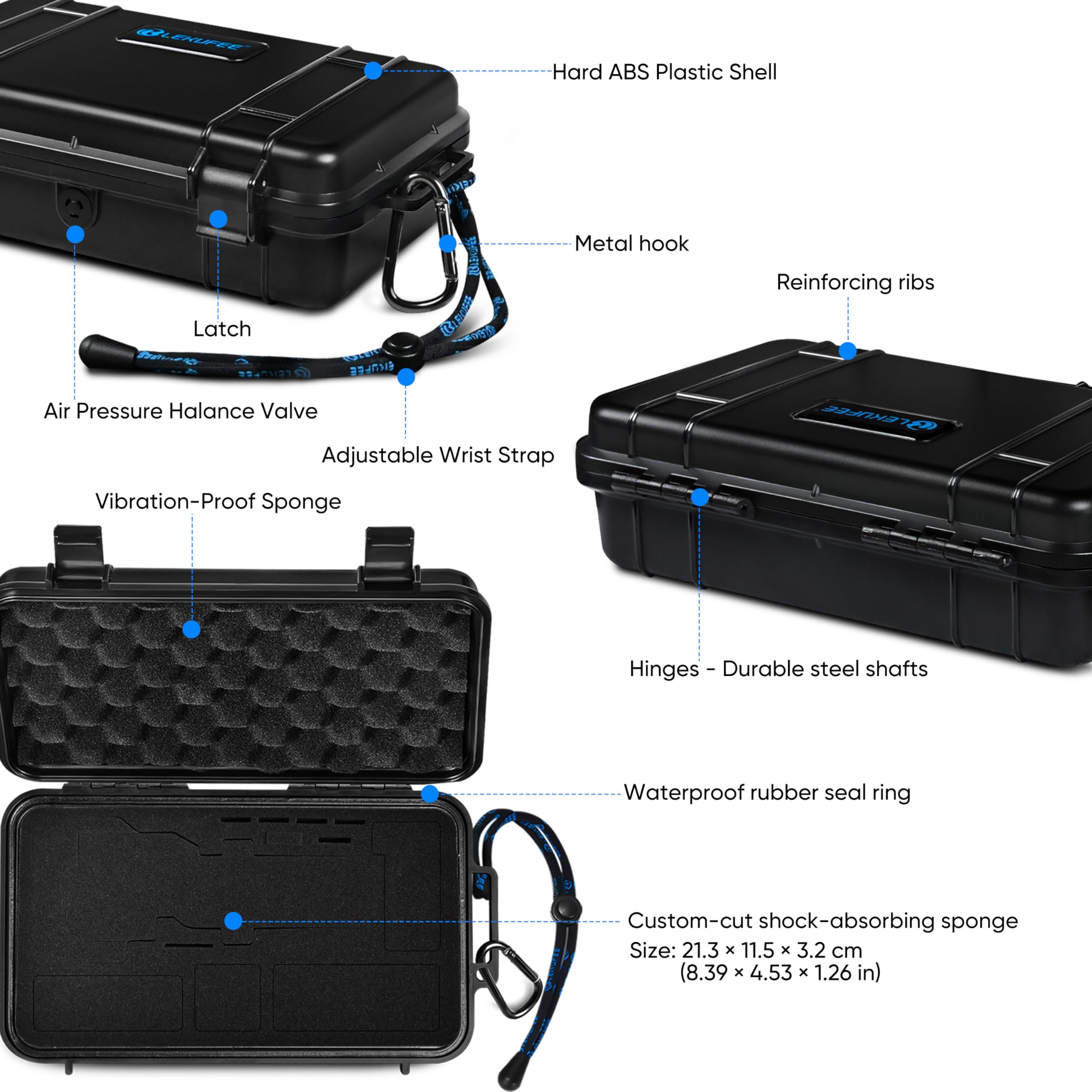Lekufee Custodia rigida portatile impermeabile per videocamera digitale Xtra Muse e accessori, custodia protettiva antiurto per il trasporto, nera (solo custodia)