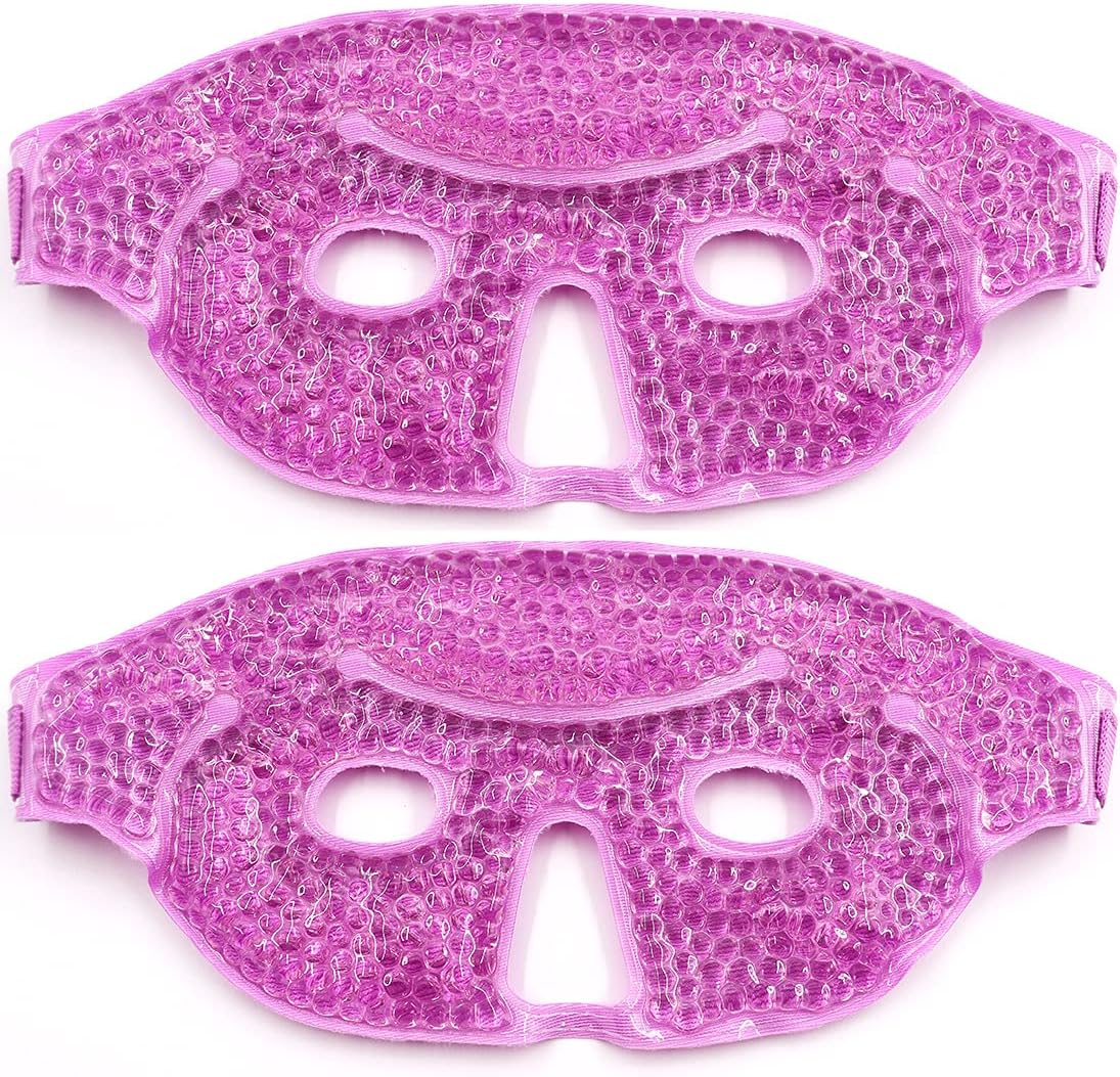 Gel Eye Mask, Cooling Eye Mask Get Rid of Puffy Eyes Migraine Relief, Sleeping Hot Cold Compress Pack Gel Beads for Sinus Pressure Face Puffiness (2 Pack)