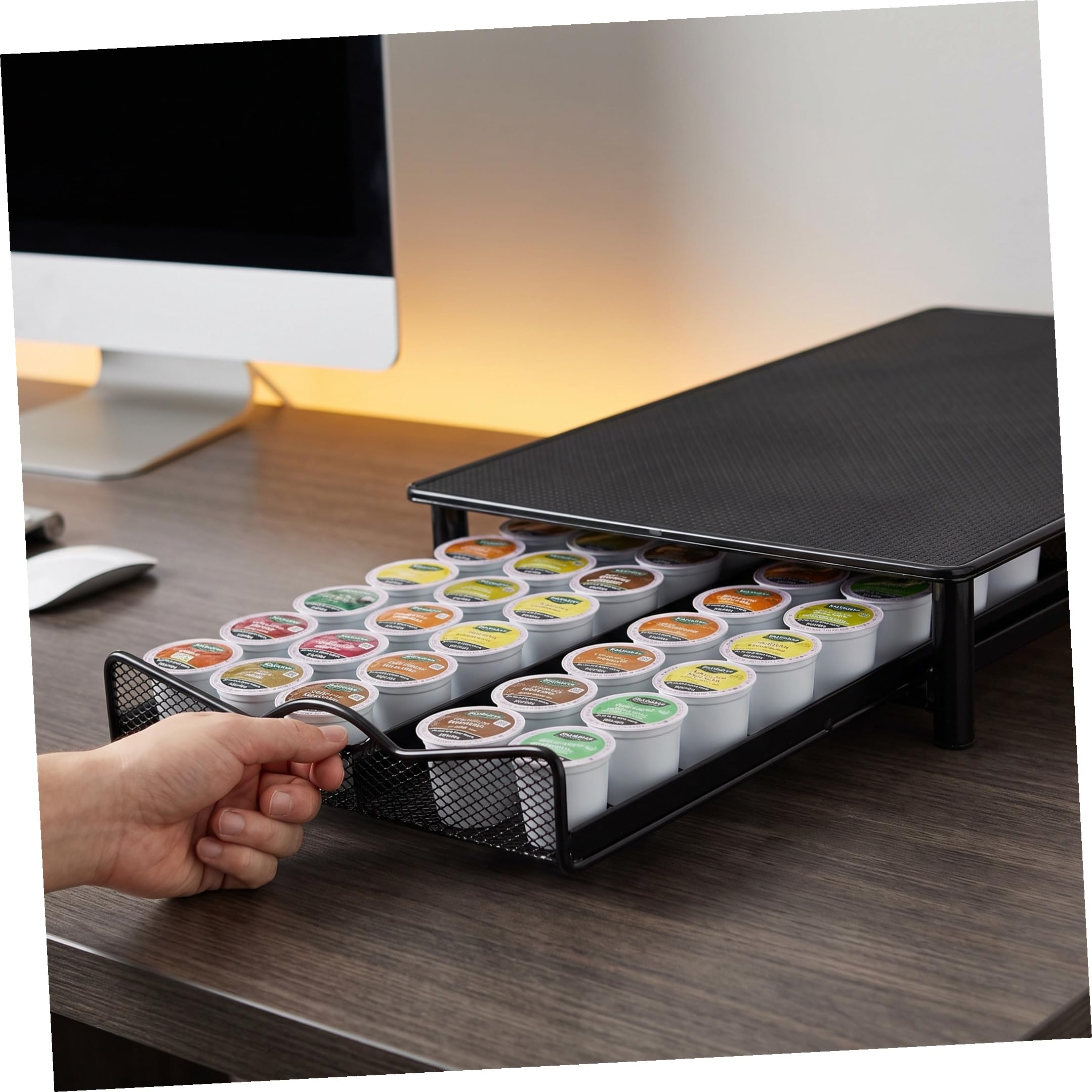 Abaodam Contenedor Sencillo Negro Cápsulas Cajón de Café de Hierro o para Portátil y Antióxido Capacidad para 40 Cápsulas, Diseño Clásico para Escritorio Cocina