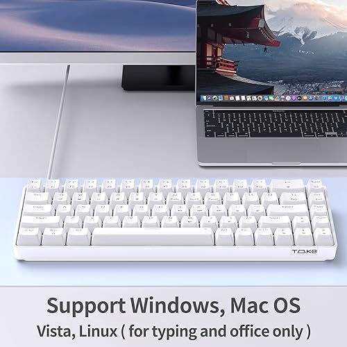 Miniatura 9 de TMKB Falcon M1SE y T68SE, mouse para juegos y teclado mecánico 60% para juegos, 12800DPI, RGB, ergonómico con interruptor rojo, blanco