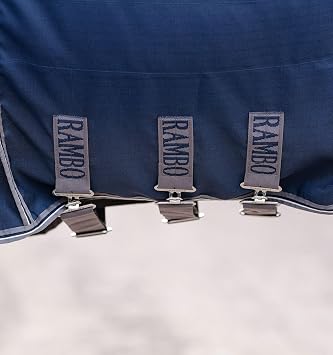 Horseware Rambo Optimo Stable Sheet - Navy/Thunderstorm Grey & Silver, 72 inches