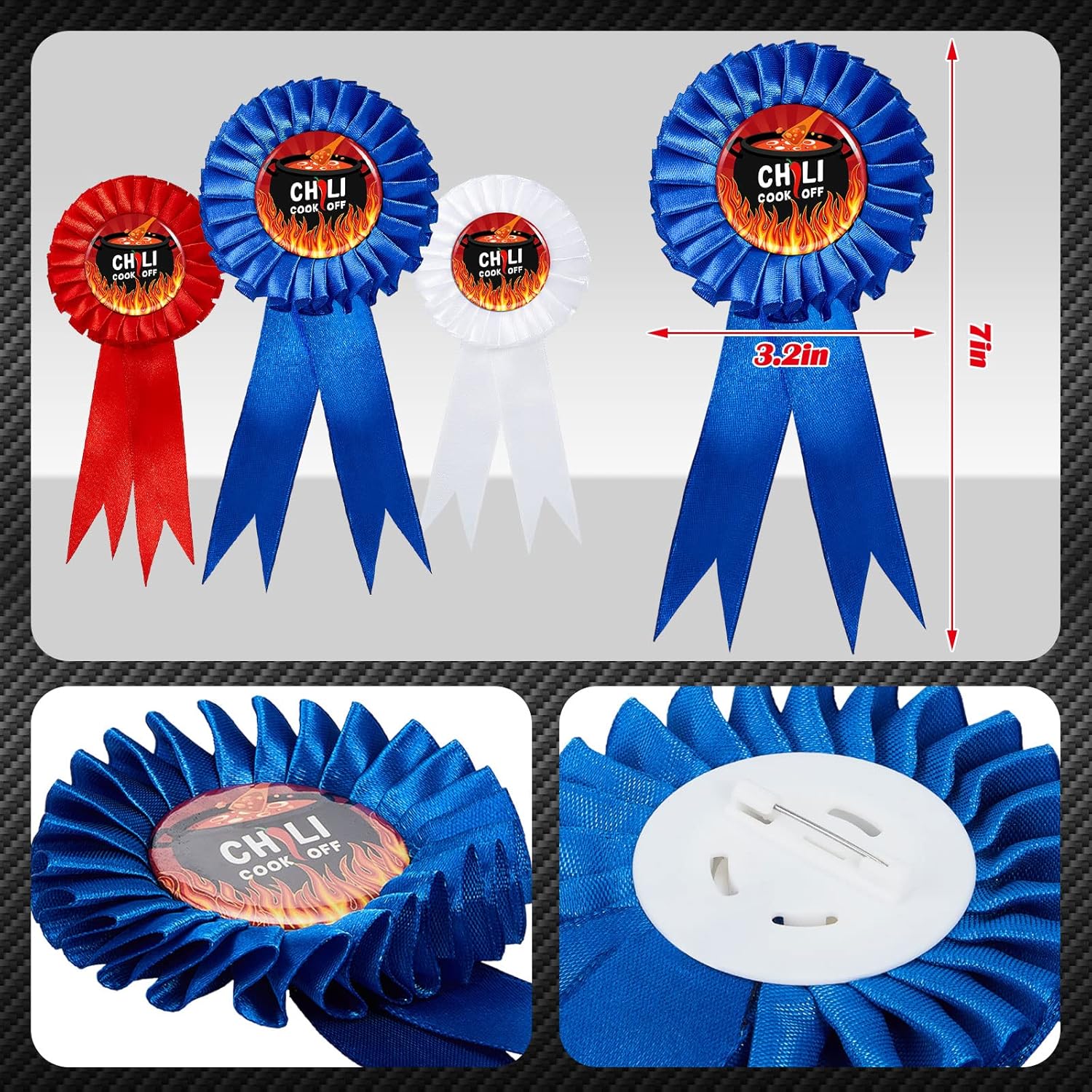 Wesiti 3 Pcs Chili Cook Off Chef Hat Chili Cook Off Prizes Trophies 1st /2nd /3rd Place Unisex Adjustable Cooking Hat - Image 3