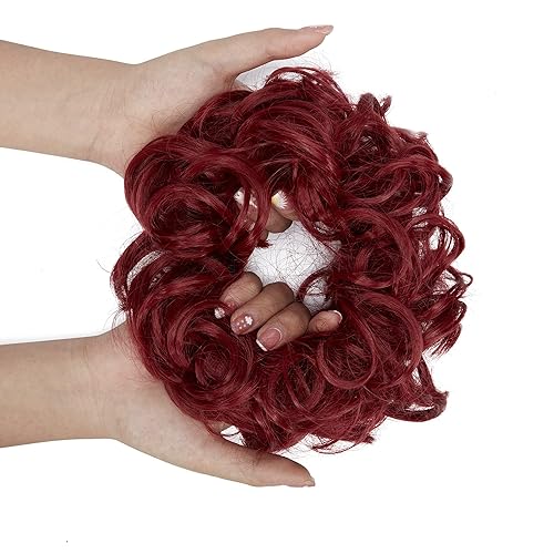 OMGREAT Paquete de 1 extensión de moño de cabello desordenado, rizado, ondulado, moño sintético desordenado para mujeres, postizo recogido, color