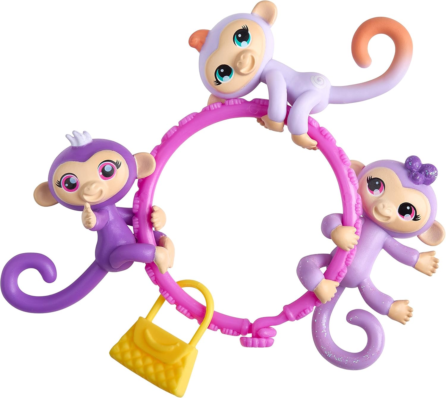 WowWee Fingerlings Minis-Series 1-5 Piece Banana Blister 3 Figures Plus  Bonus Bracelet and Charm