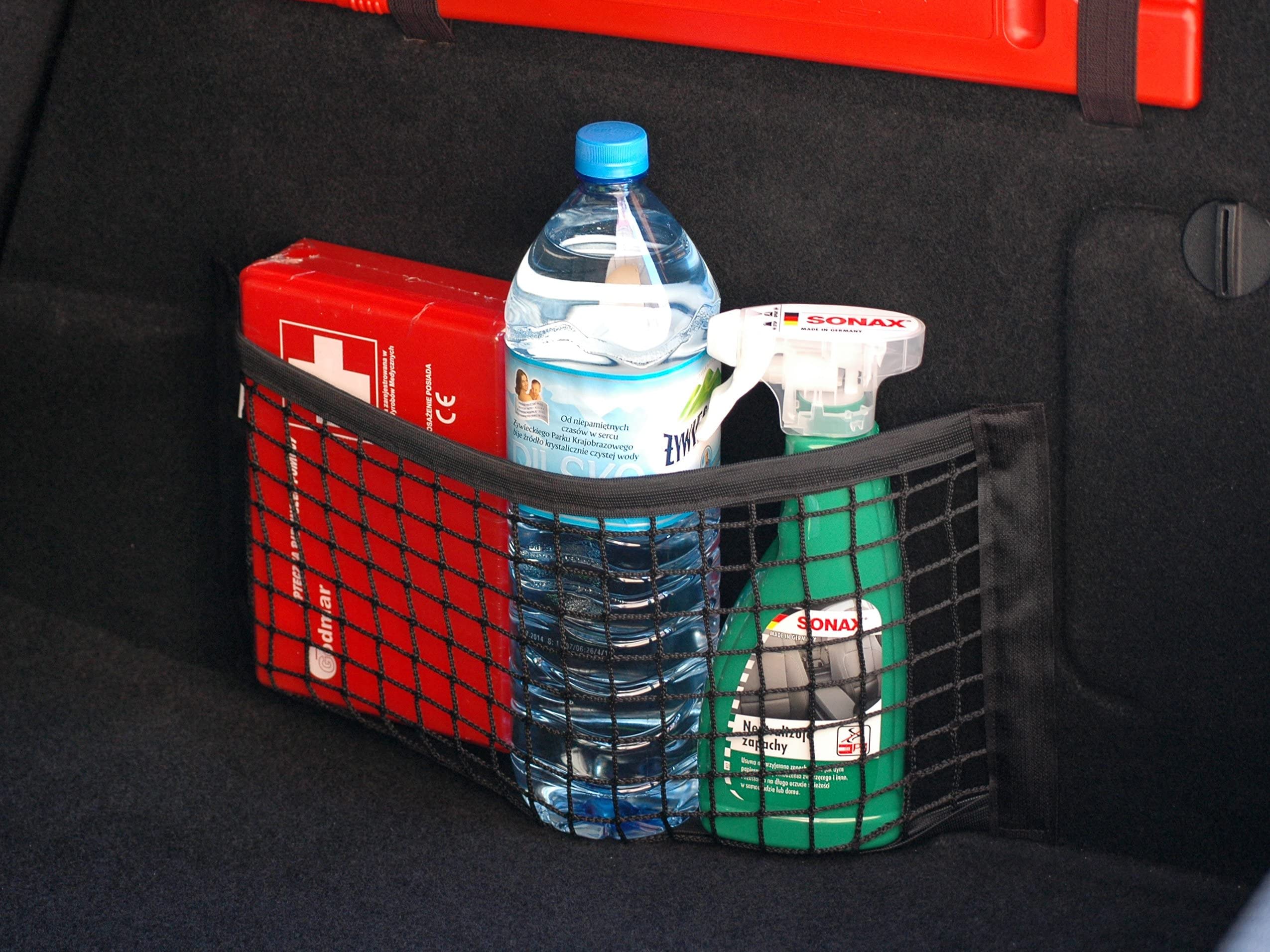 Sac en Filet de Coffre Universel avec Scratch, Sac de Rangement 20 cm x 40 cm, Voiture, Sac en Filet avec Bandes Scratch Solides pour Voiture, Coffre, Filet à Bagages, 2 pièces