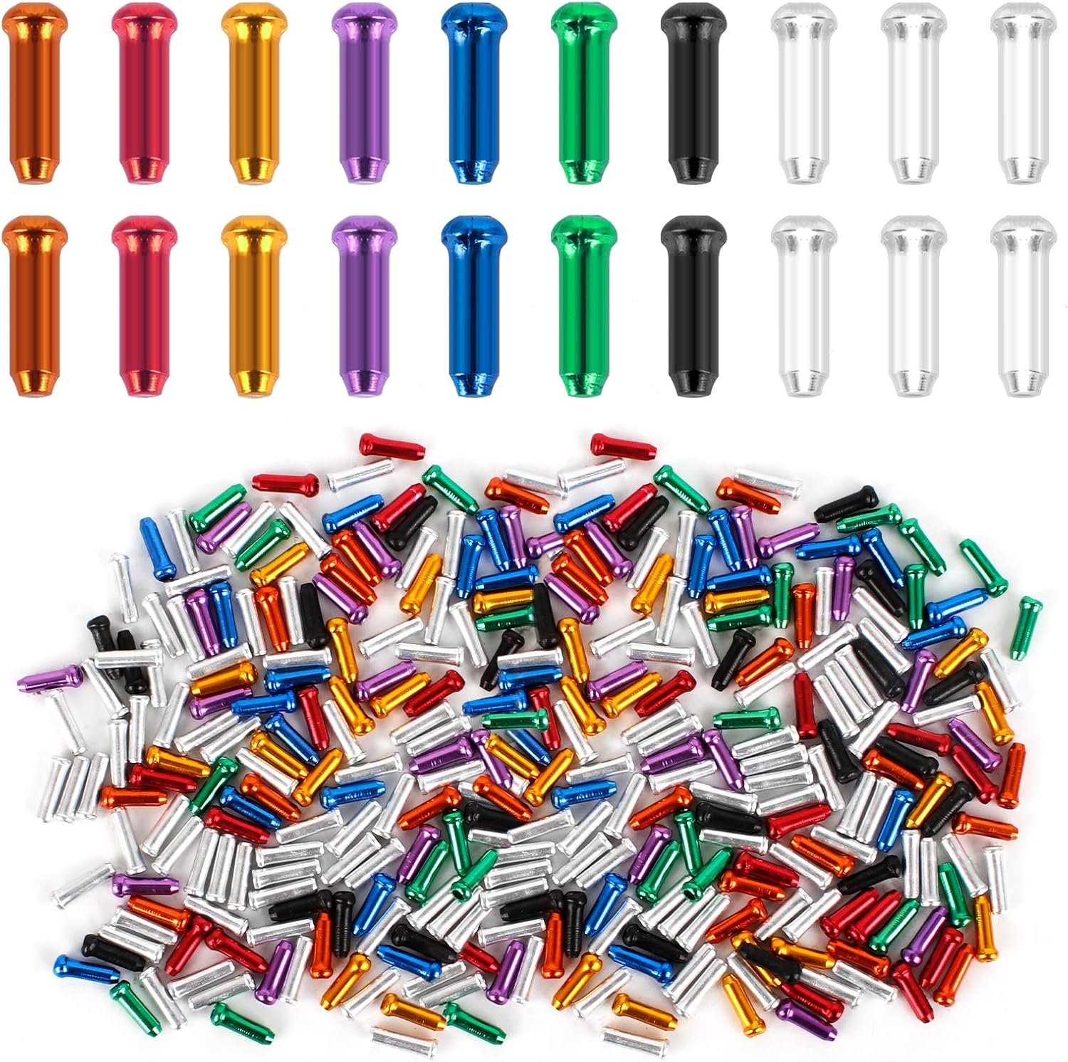 240 PCS Bike Cable Caps, 8 Colors Bicycle Brake Cable End Caps Aluminum Alloy Bike Brake Cable