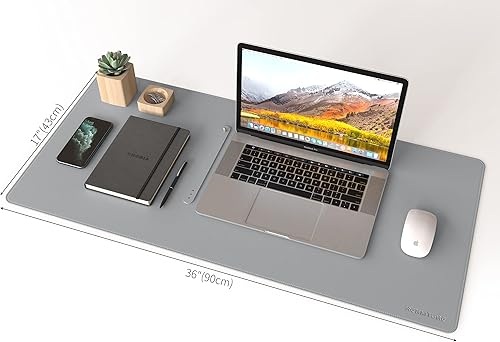 Miniatura 7 de RENMTURE Alfombrilla de mouse de doble cara, corcho natural y piel sintética, grande para oficina y trabajo en casa, protector de escritorio