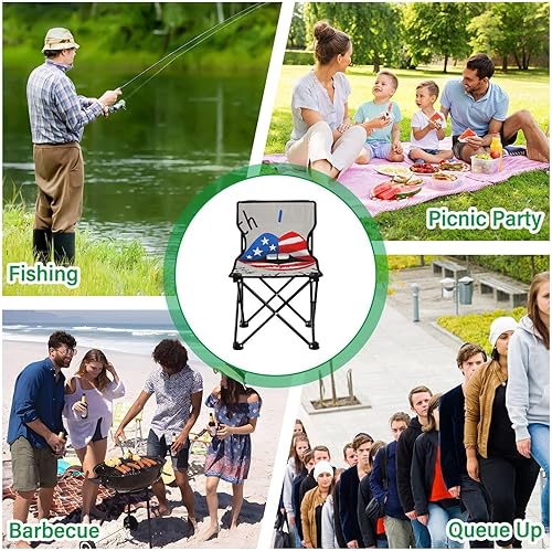 Miniatura 7 de 4th of July Independence Day Red and Blue Lips Portable Backpack Beach Chairs for Adults Ultralight Camp Chair with Carrying Bag Hiking Chair for