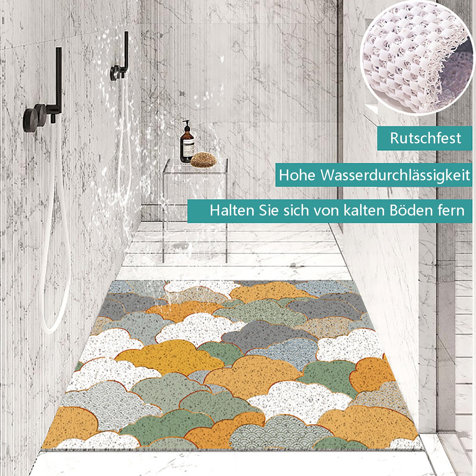 Tappetino Vasca Antiscivolo 80x100 Cm - In PVC Morbido, Con Fori Drenaggio, 17 Colori