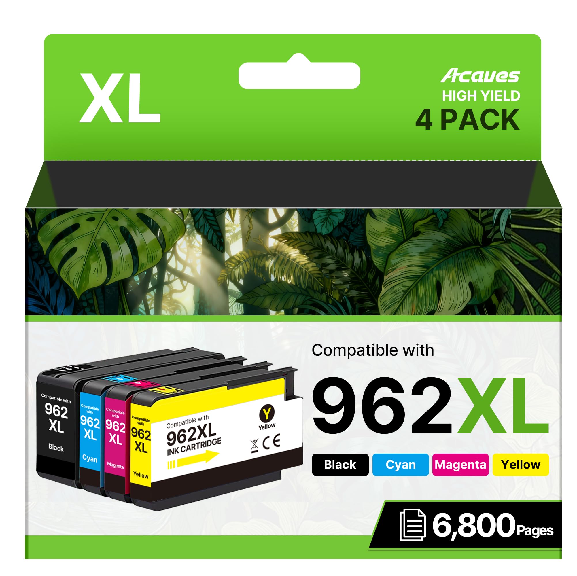 Photo 1 of 962XL Ink Cartridges for HP 962XL Ink Cartridges Combo Pack Work for HP OfficeJet Pro 9010, 9015, 9018, 9020, 9025 9014 9016 9019 Printer, 4-Pack