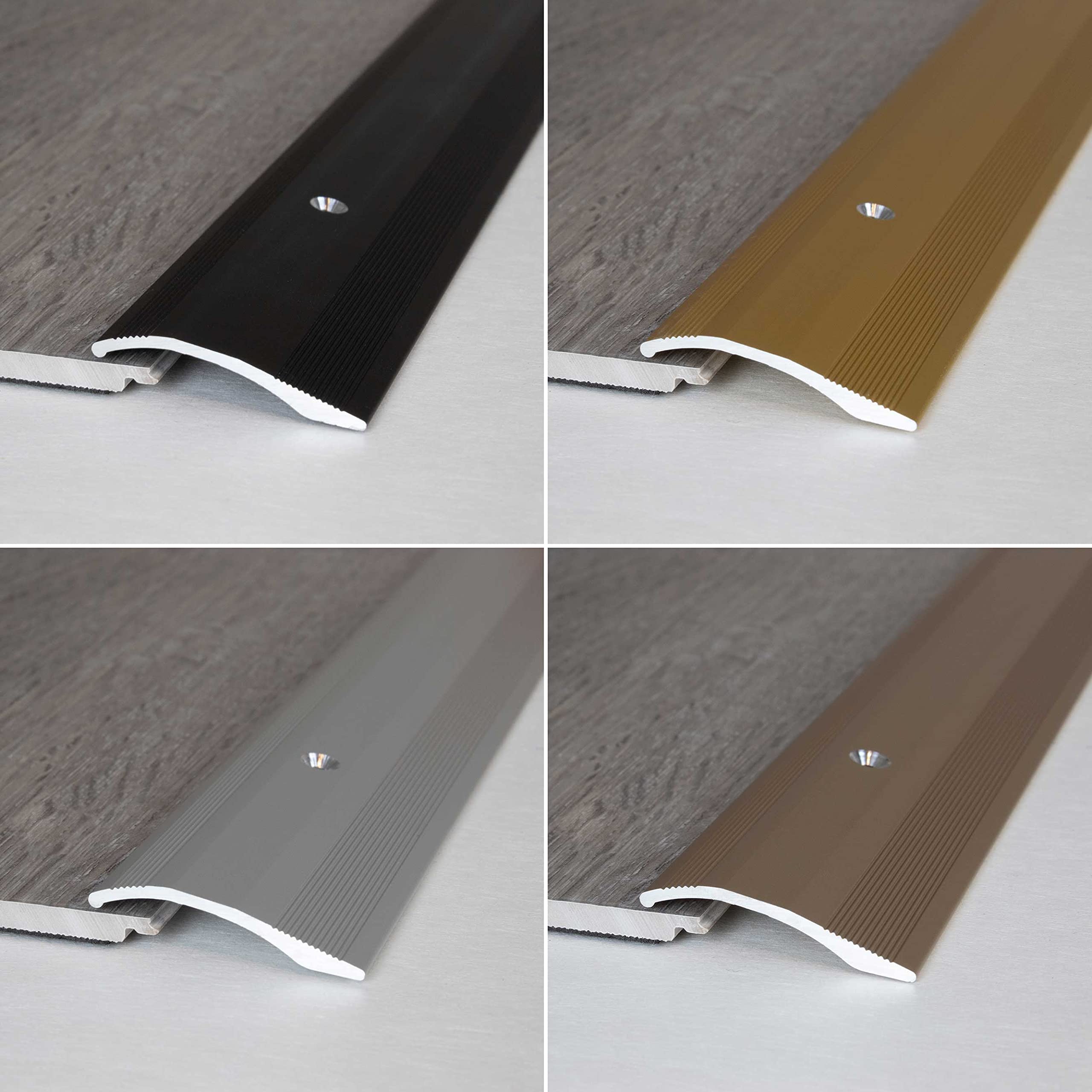 PROVISTON | Ausgleichsprofil | Aluminium eloxiert | Silber | Breite 40 mm | Höhe 5 mm | Länge 2700 mm | Gebohrt | Anpassungsprofil | Übergangsprofil | Bodenprofil | Metallprofil | 1 Stück